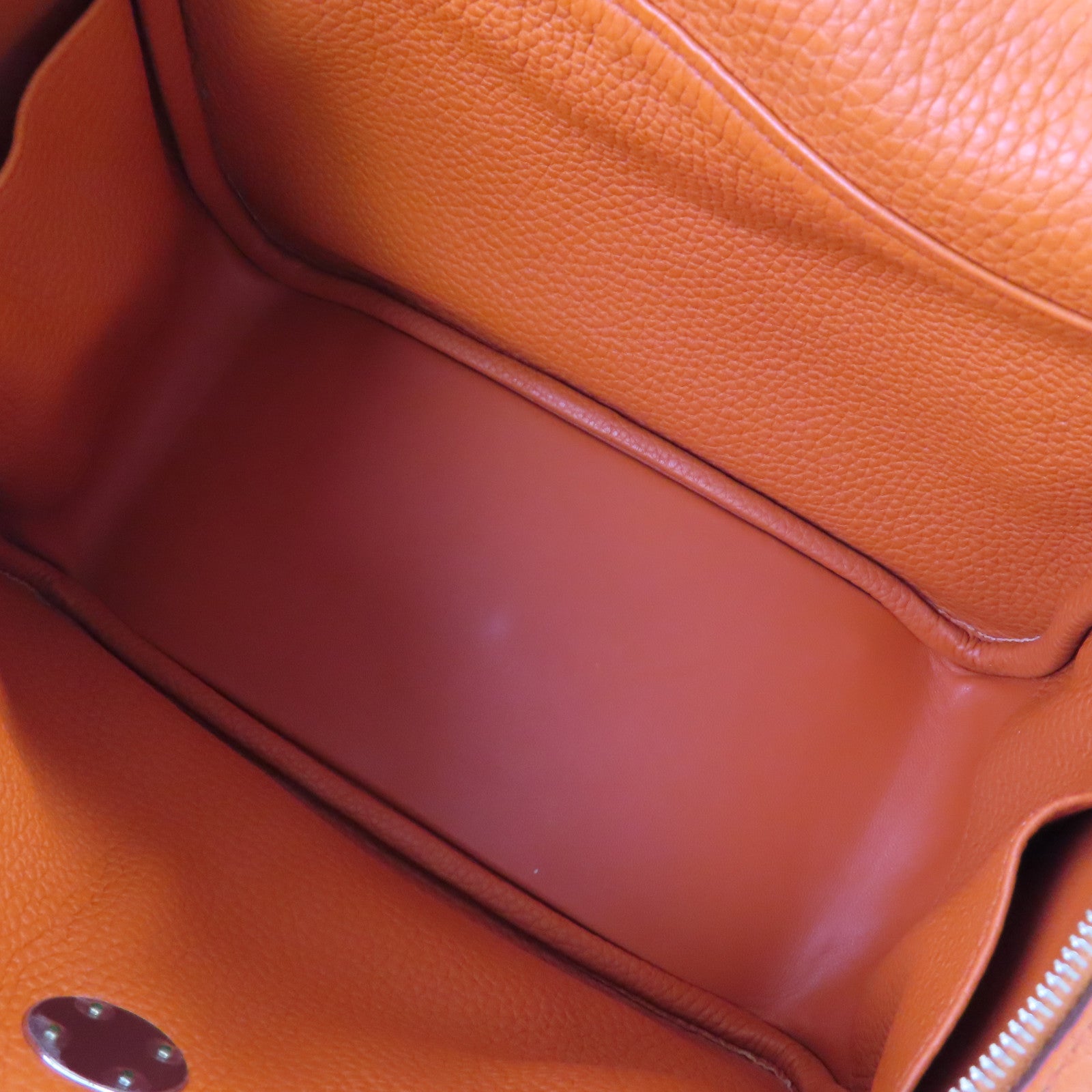 HERMES Clemence皮革Lindy 26 Shoulder Bag銀扣肩背袋橙色