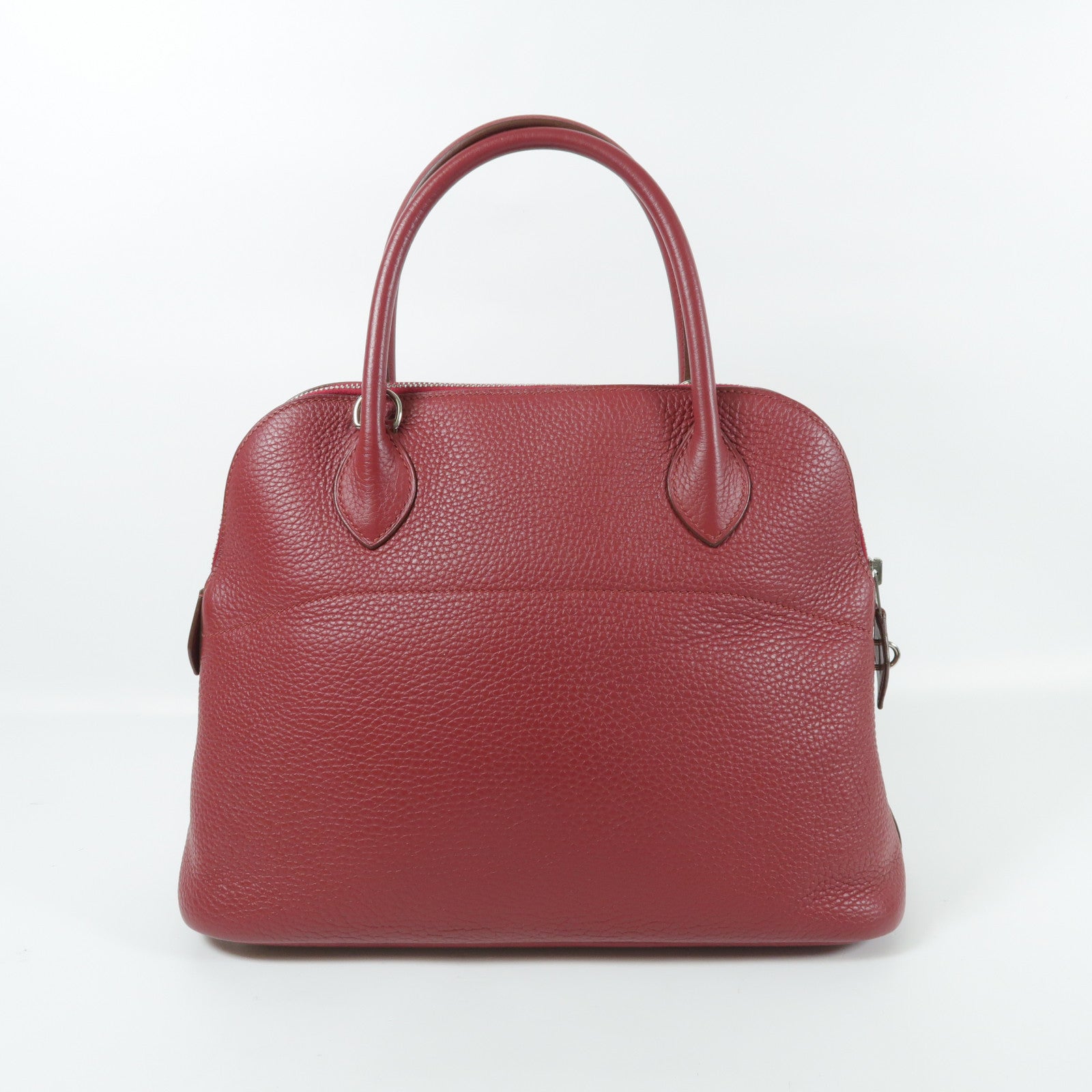 HERMES Clemence皮革Bolide 31銀扣手挽袋Rubis