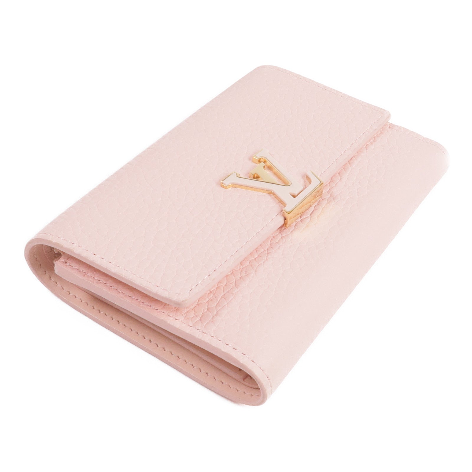 LOUIS VUITTON 【激減優惠】Taurillon皮革Capucines Compact Wallet金扣錢包