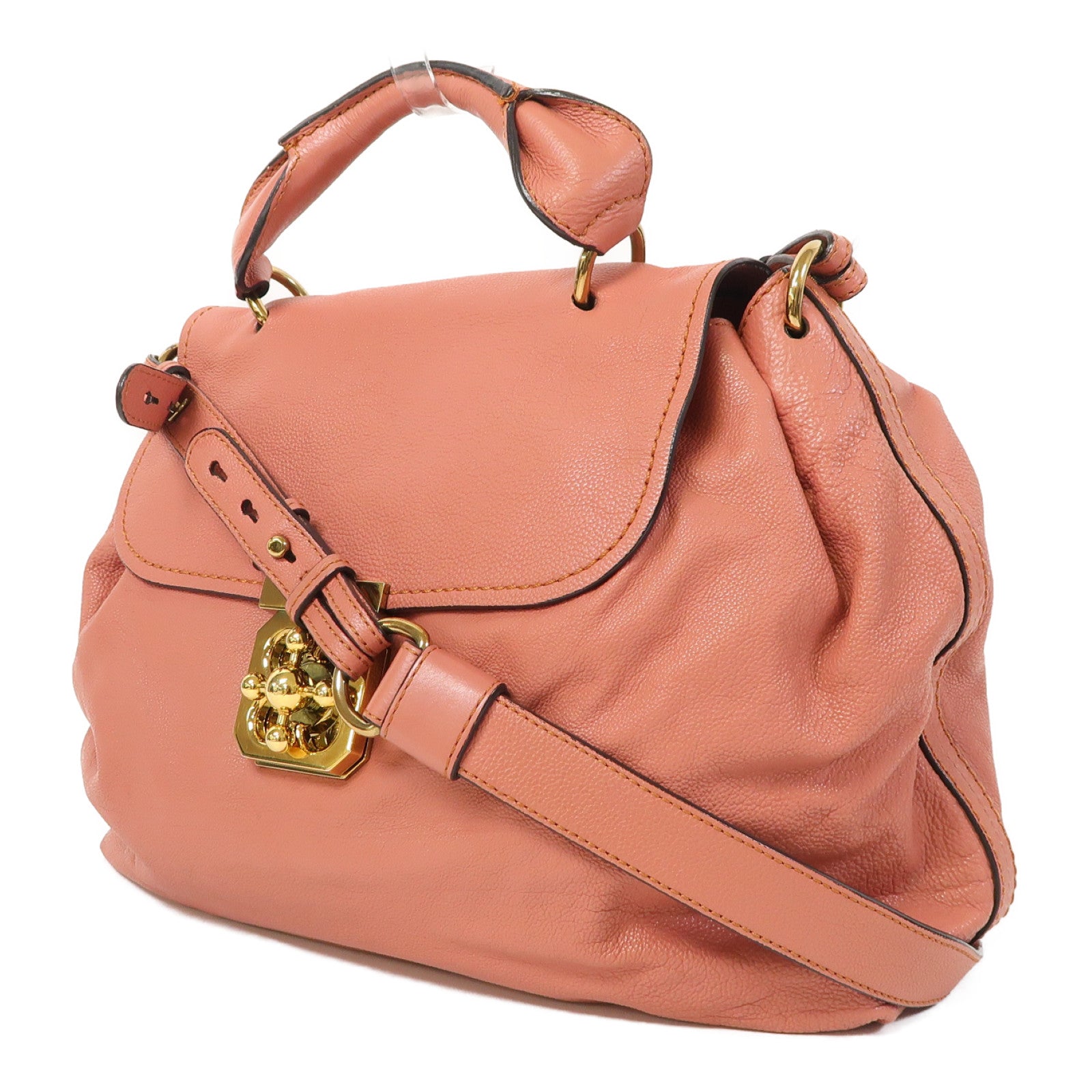 Chloe 牛皮皮革Elsie金扣手挽肩背兩用袋粉紅色