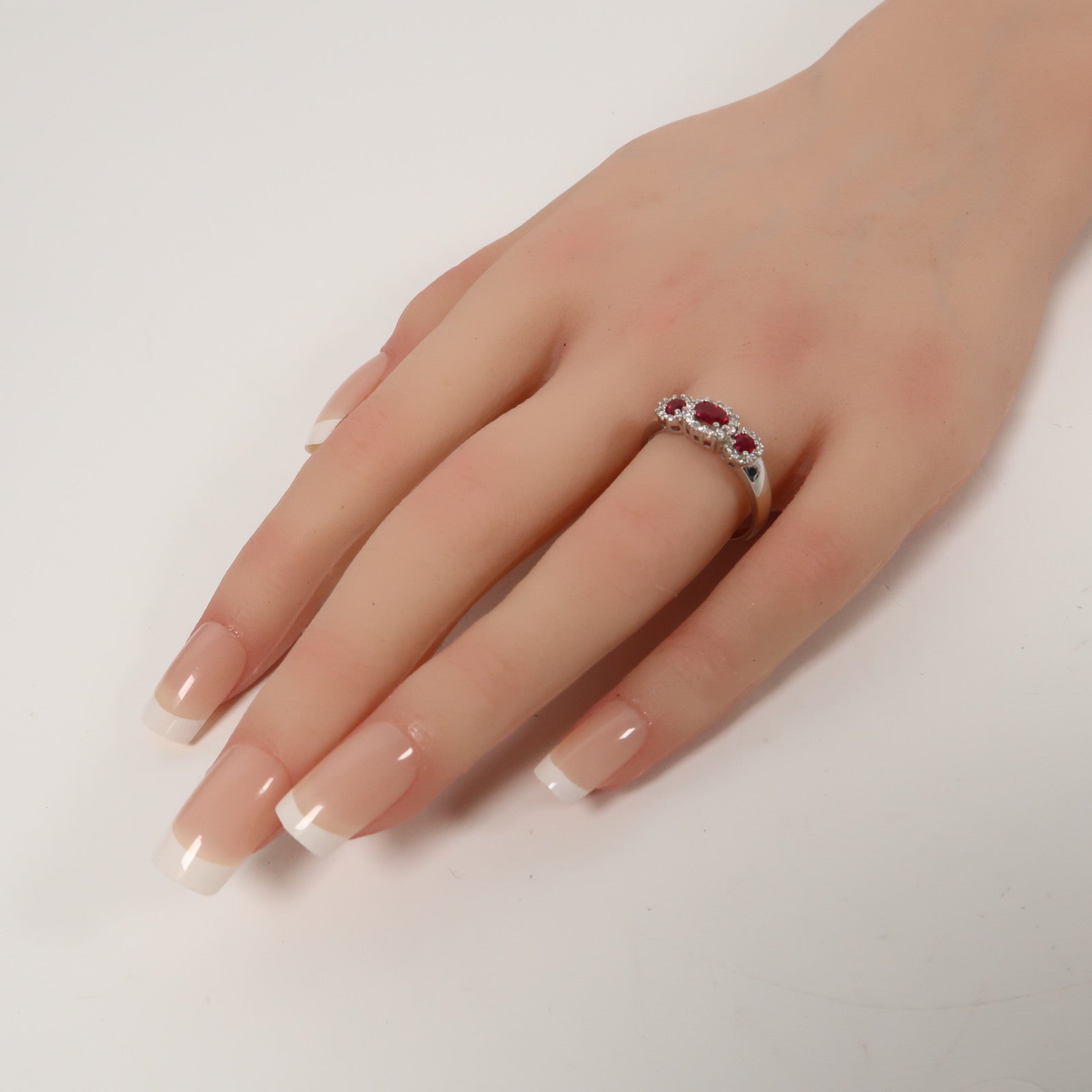 JEWELRY 14K白金Ruby Ring紅寶石戒指US#8.25