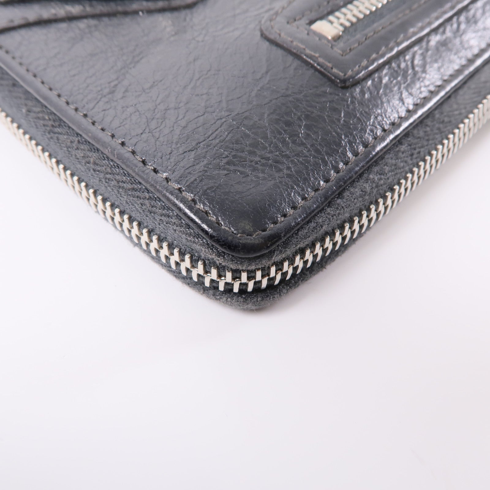 BALENCIAGA 皮革Long Wallet銀扣長錢包灰色