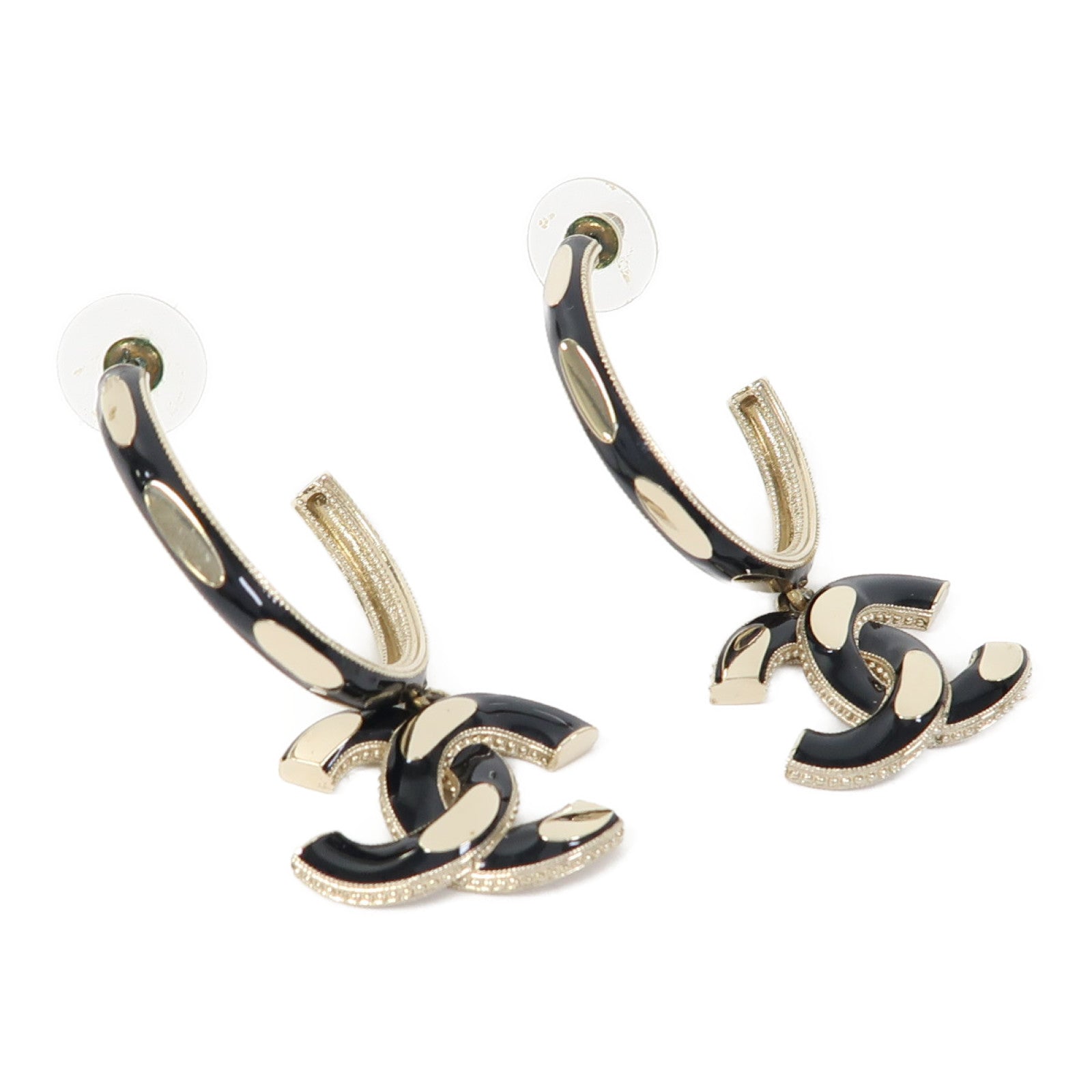 CHANEL 金屬CC Earrings耳環金色/黑色