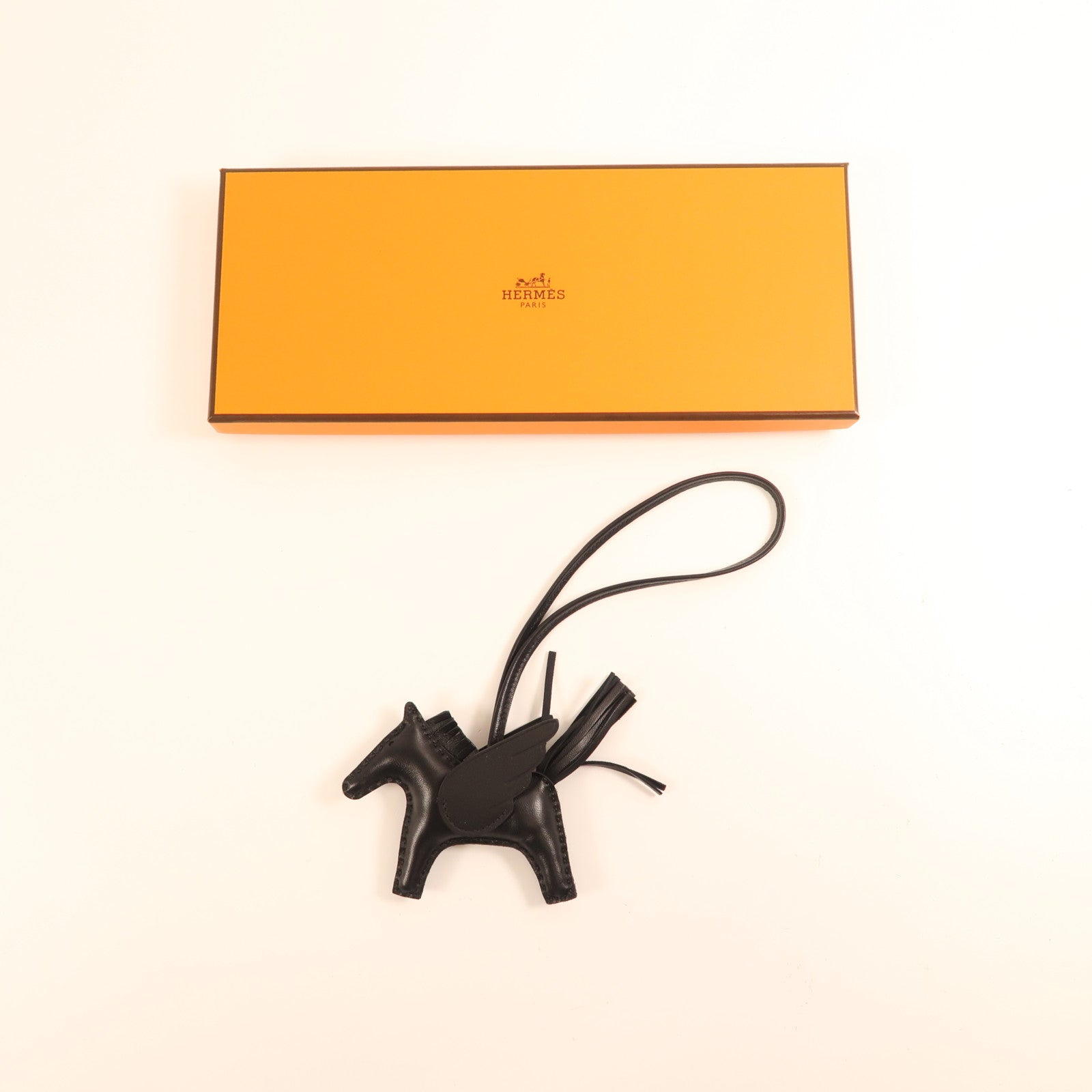 HERMES Milo皮革/Swift皮革Rodeo Pegase PM掛飾Noir