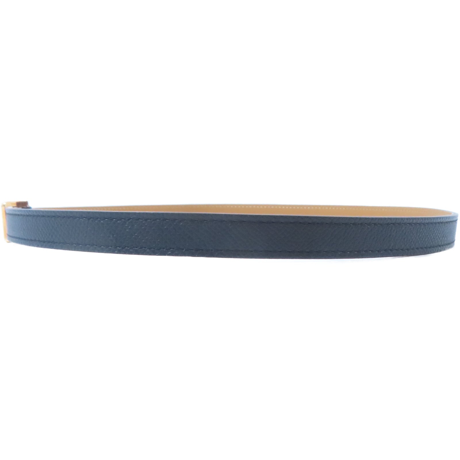 HERMES Epsom皮革Pop H Belt金扣皮帶Noir黑色