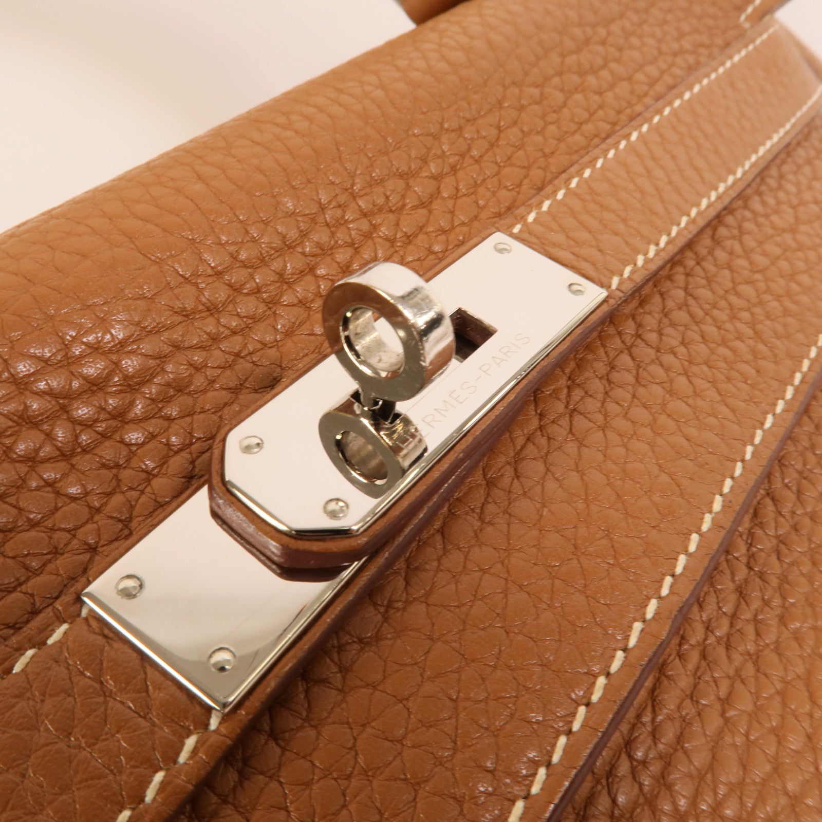 HERMES Clemence皮革Kelly 32手挽肩背兩用袋Gold