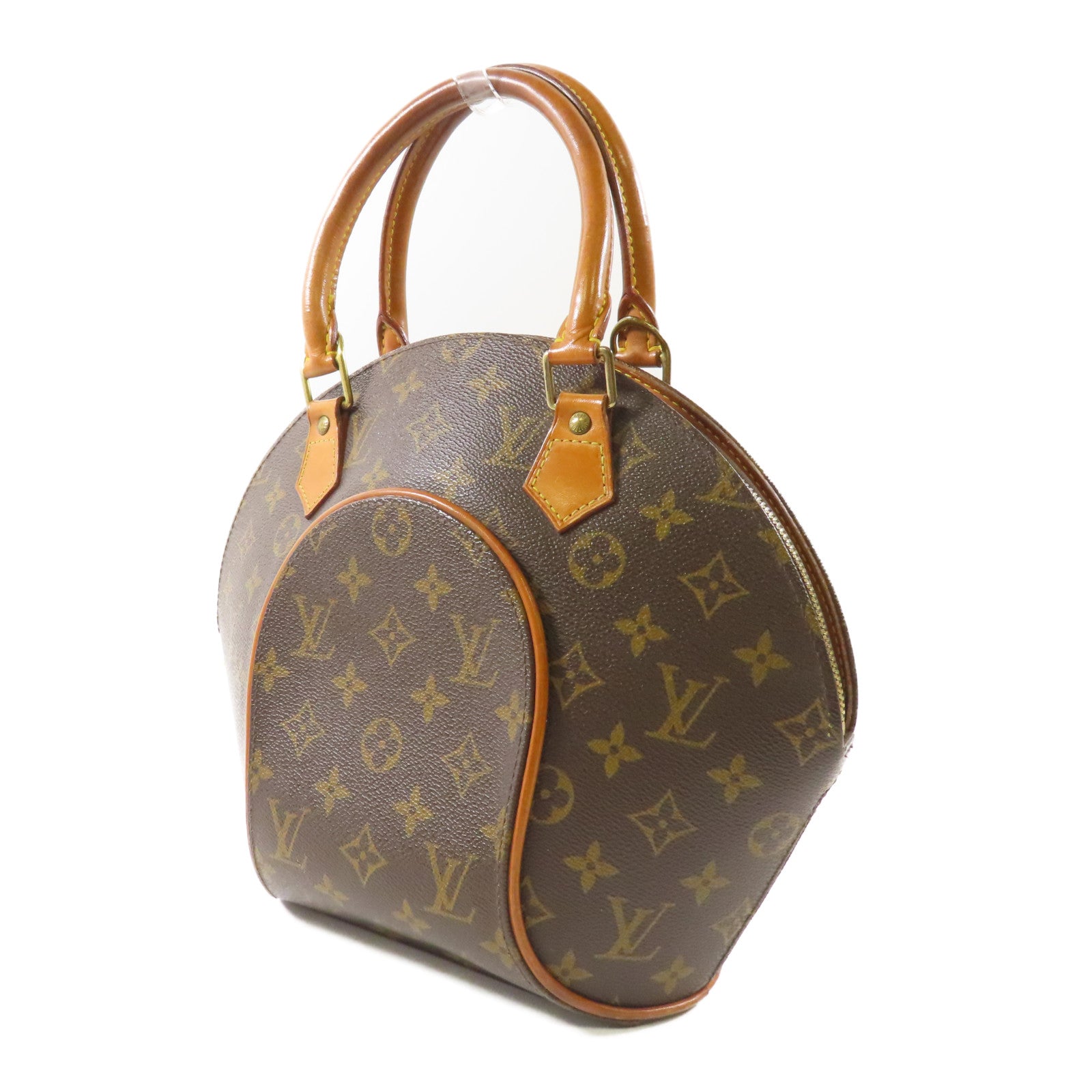 LOUIS VUITTON Monogram Ellipse PM金扣手挽袋棕色