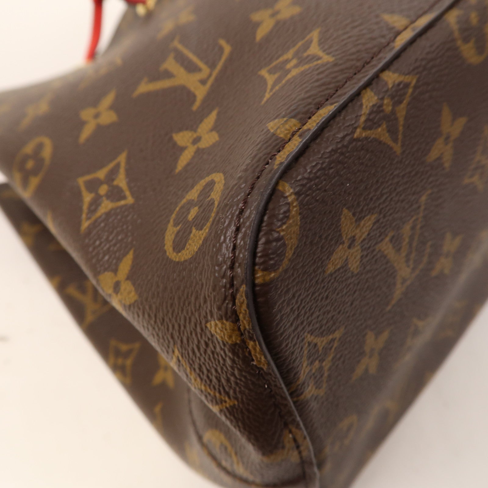 LOUIS VUITTON Monogram Neo Noe MM金扣肩背袋啡色/紅色