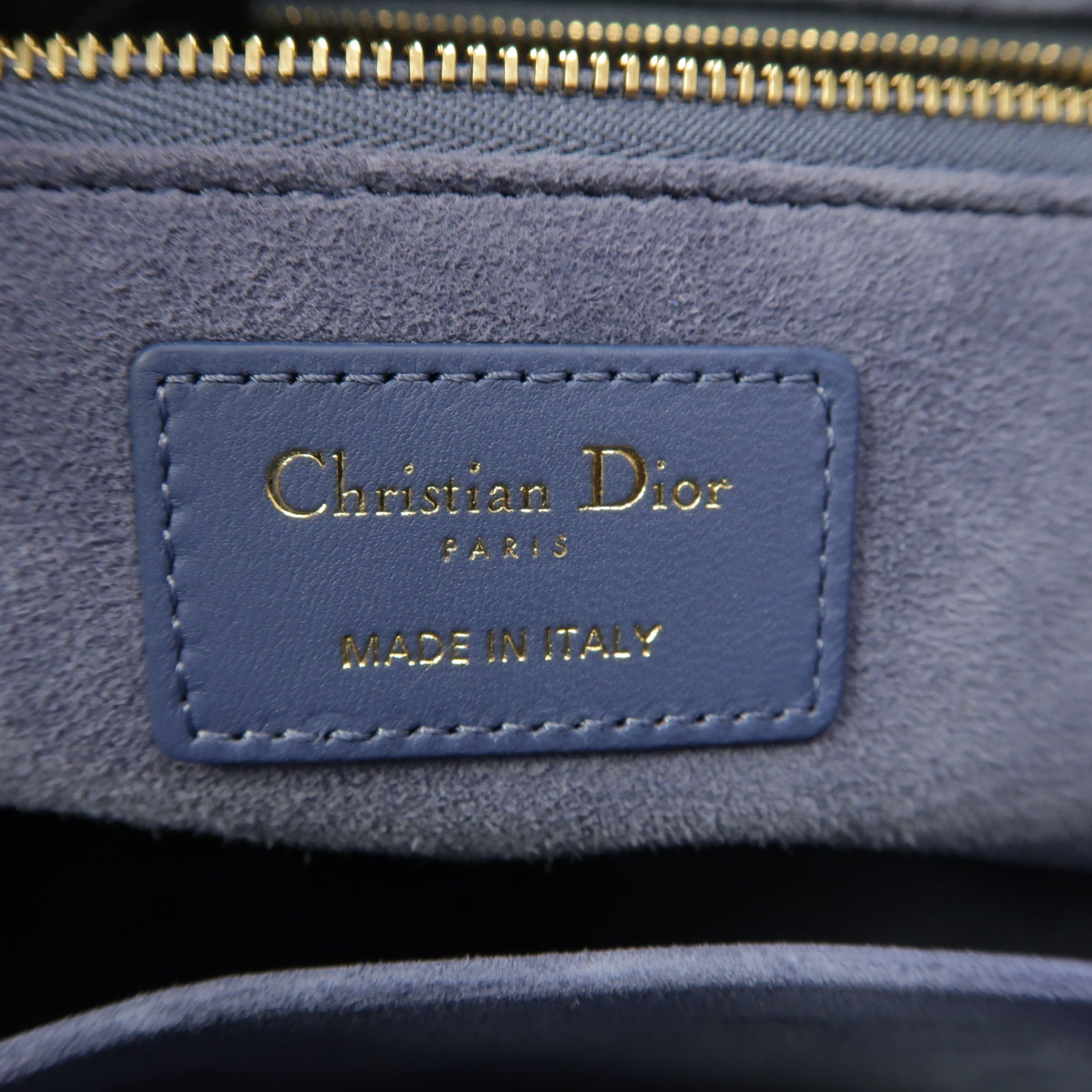 Dior 羊皮皮革Lady Dior Large 2 Way Shoulder Bag金扣手挽肩背兩用袋藍色