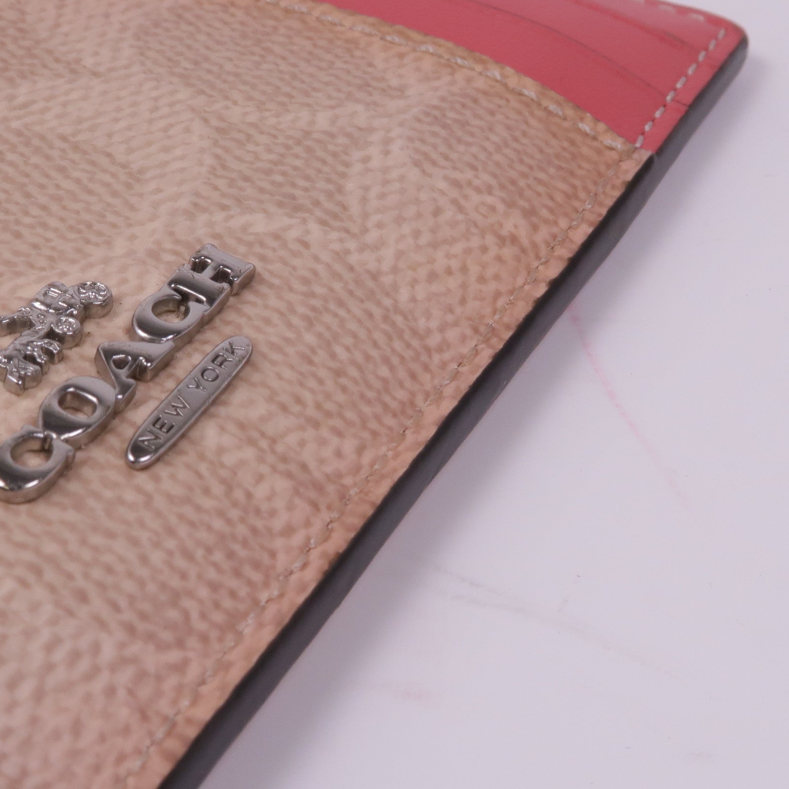 COACH 塗層帆布/皮革Card/Coin Case銀扣零錢包/卡片套