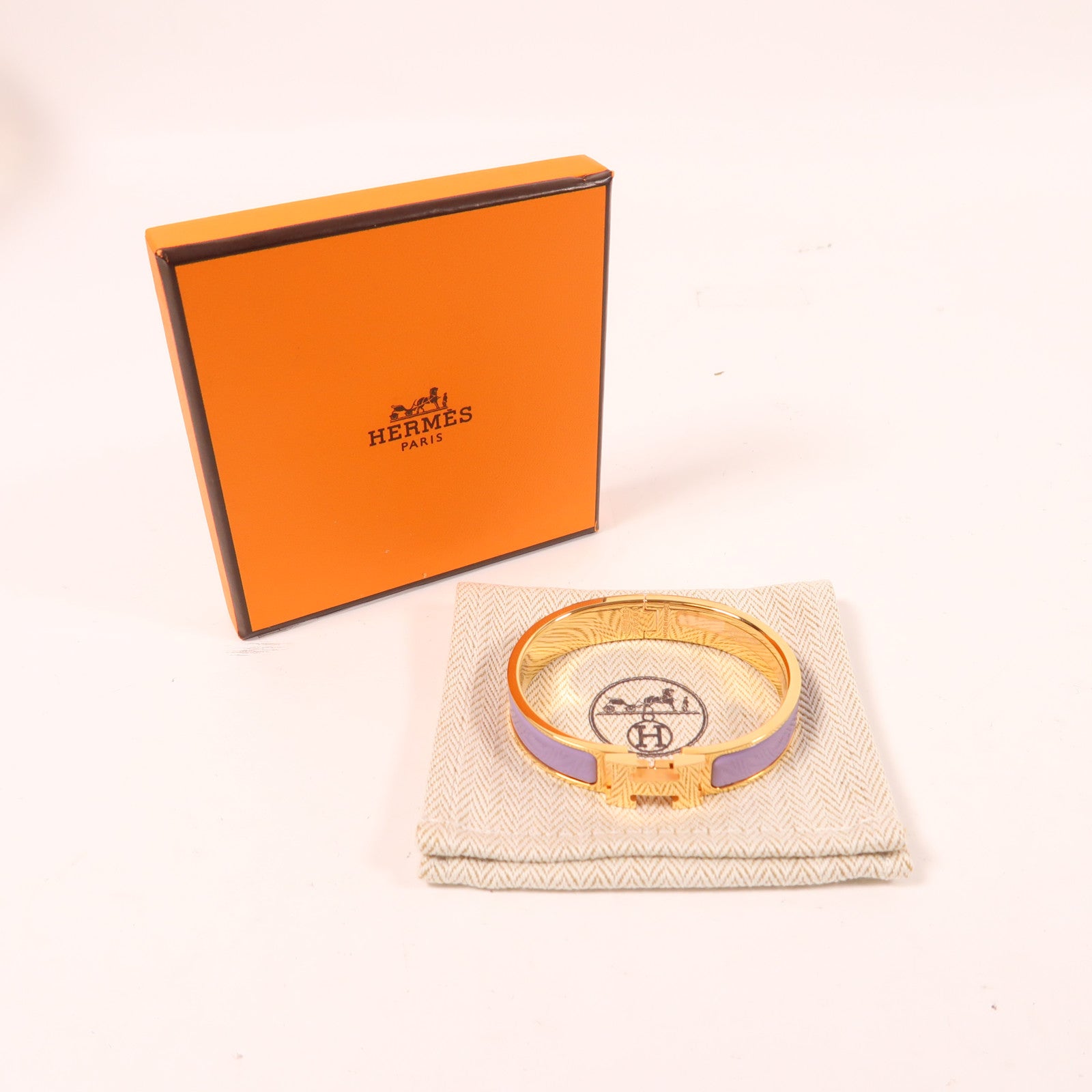 HERMES 金屬Clic H金扣手鐲紫色