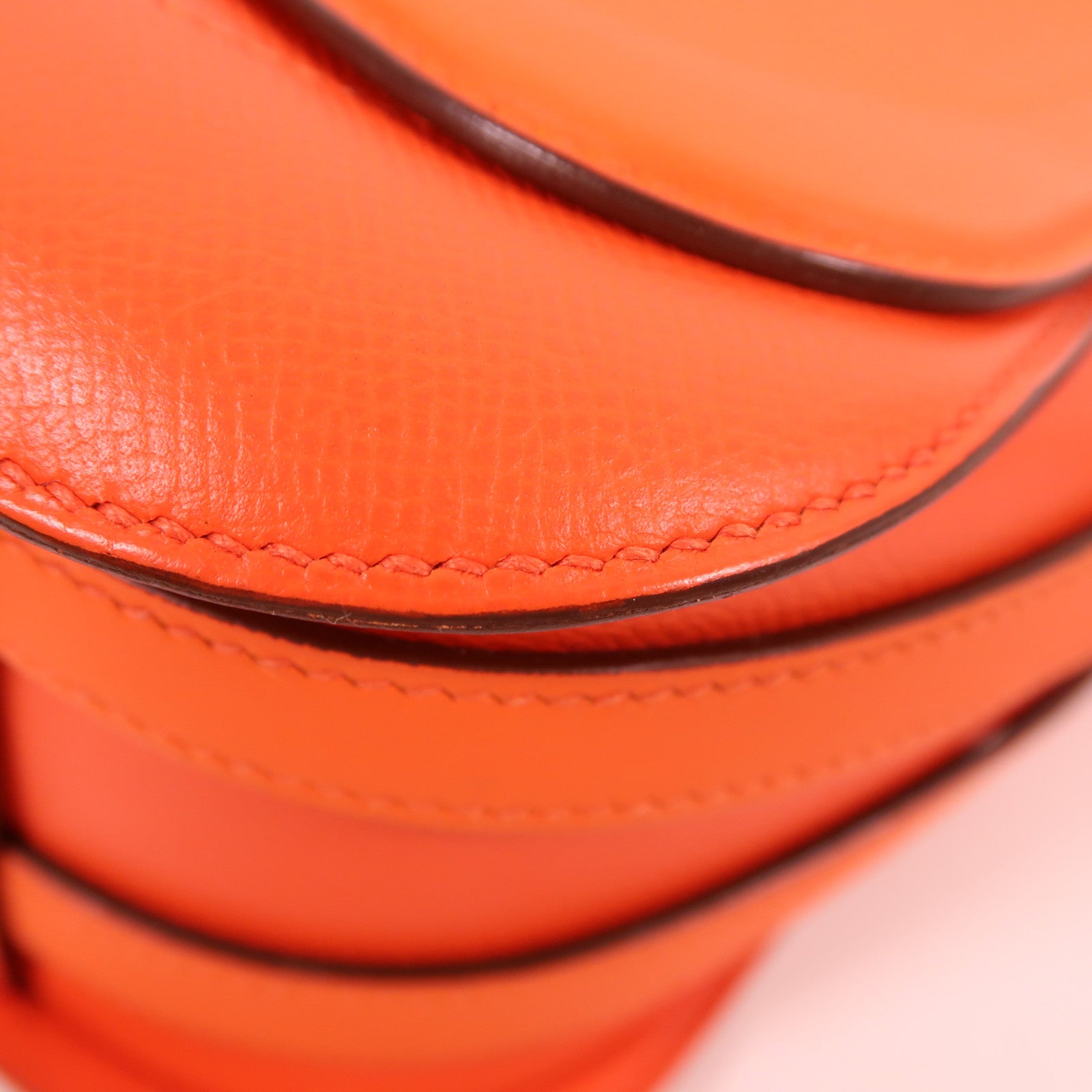 HERMES Epsom皮革Harnais Bag銀扣肩背袋Orange