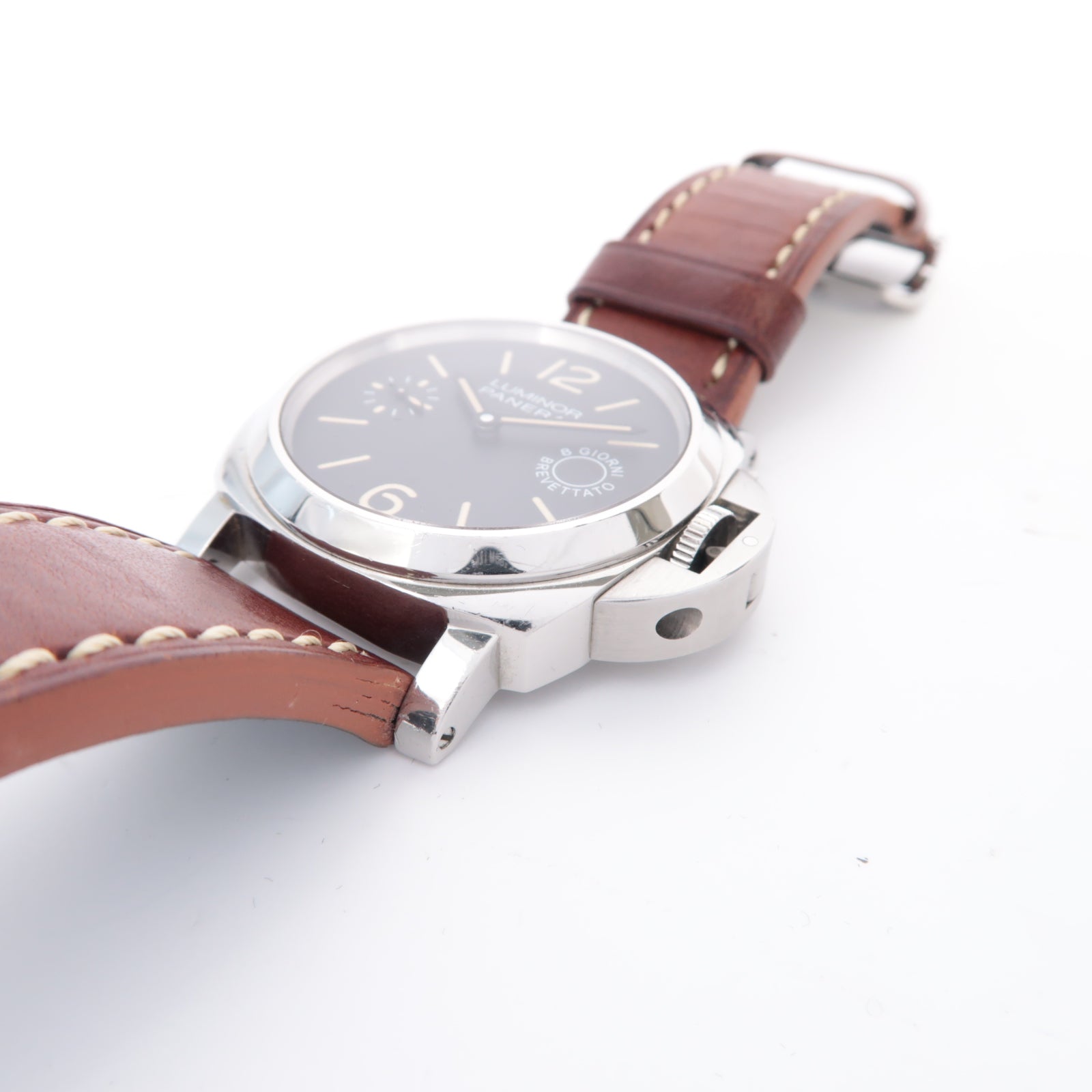 PANERAI 【激減優惠】Luminor Marina不鏽鋼/皮革手錶自動機芯黑色