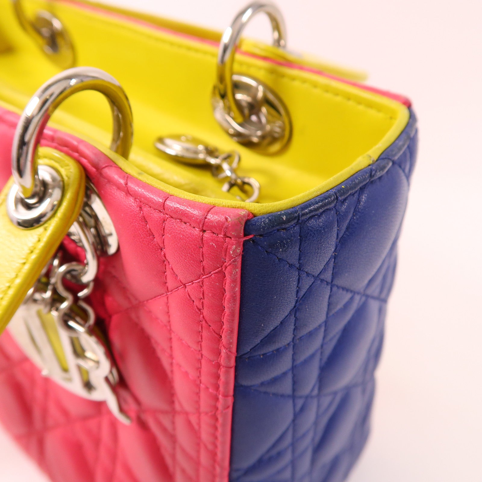 Dior 羊皮皮革Lady Dior銀扣手挽肩背兩用袋