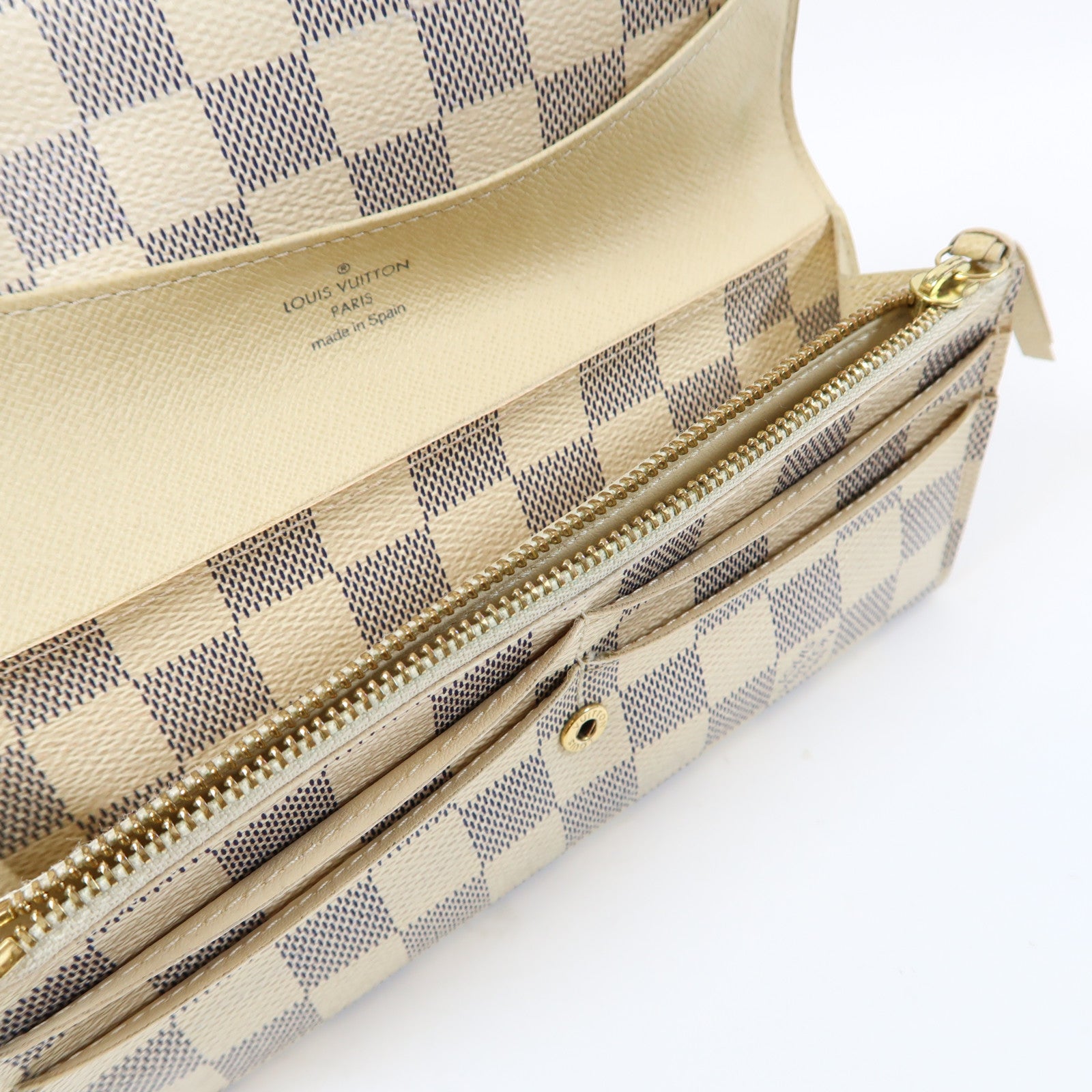 LOUIS VUITTON 【激減優惠】Damier Azur Portefeuille Emily Long Wallet金扣長錢包白色/藍色