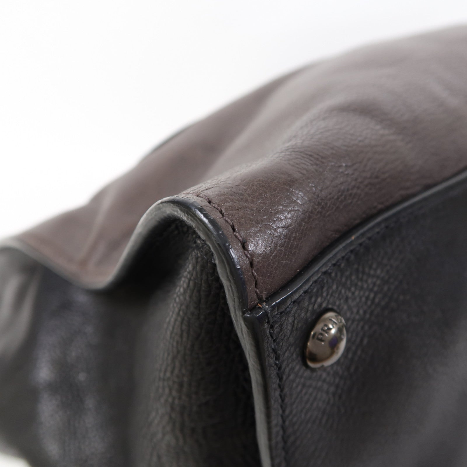 PRADA (PRICE DOWN) SHW 2 Way Shoulder Bag Calfskin Leather Grey/Black