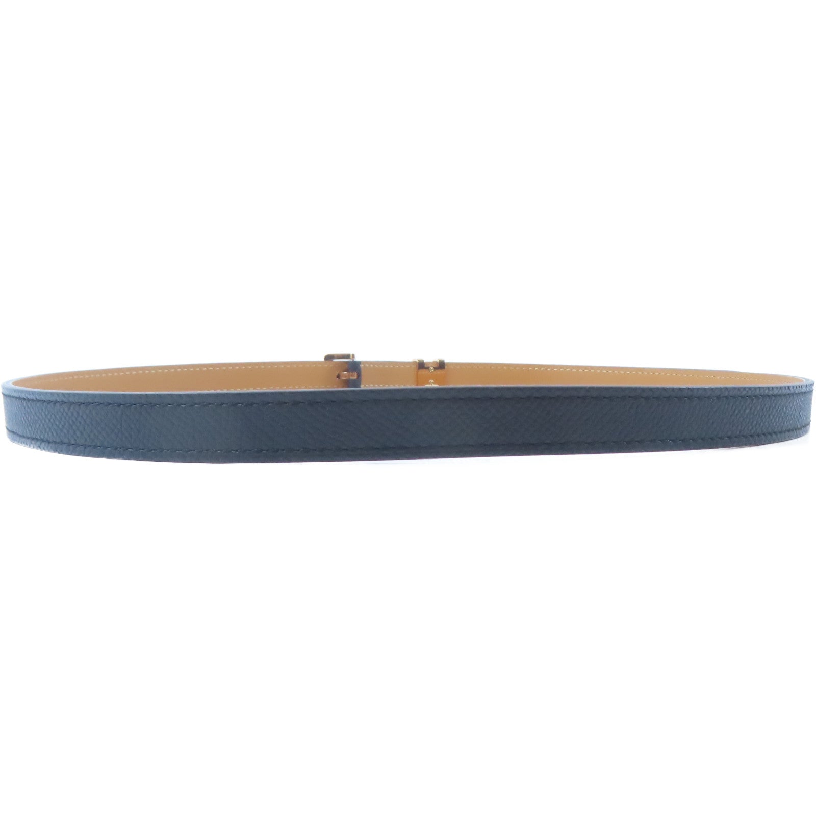HERMES Epsom皮革Pop H Belt金扣皮帶Noir黑色