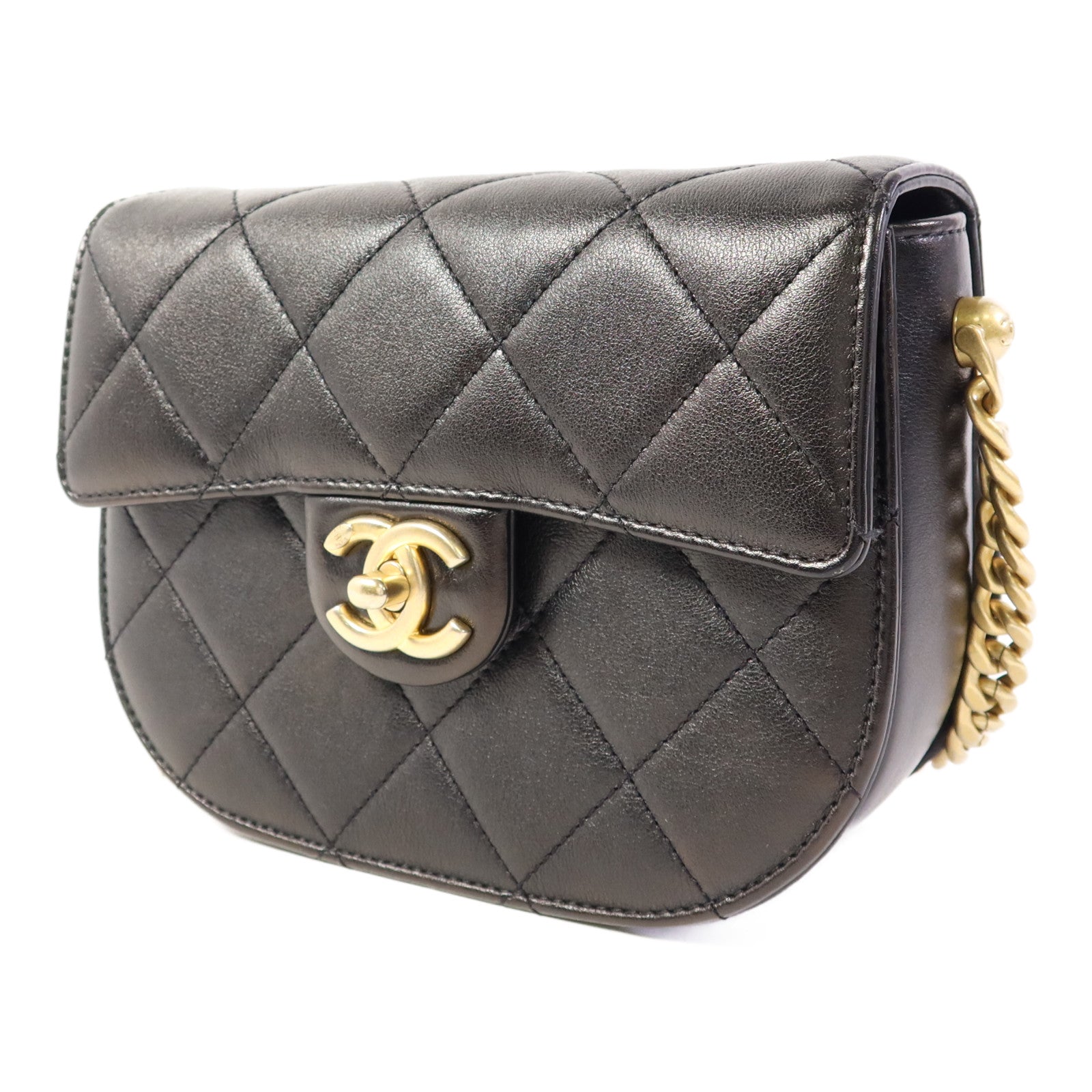 CHANEL 牛皮皮革Chain Shoulder Bag金扣鏈帶肩背袋