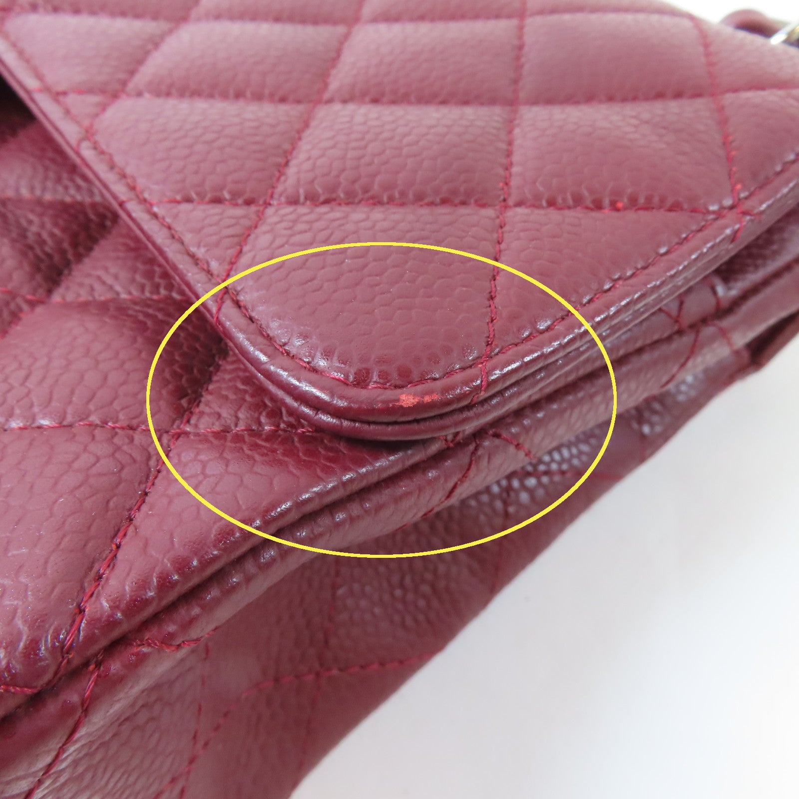 CHANEL 菱格Caviar皮革Classic Flap銀扣鏈帶肩背袋紅色