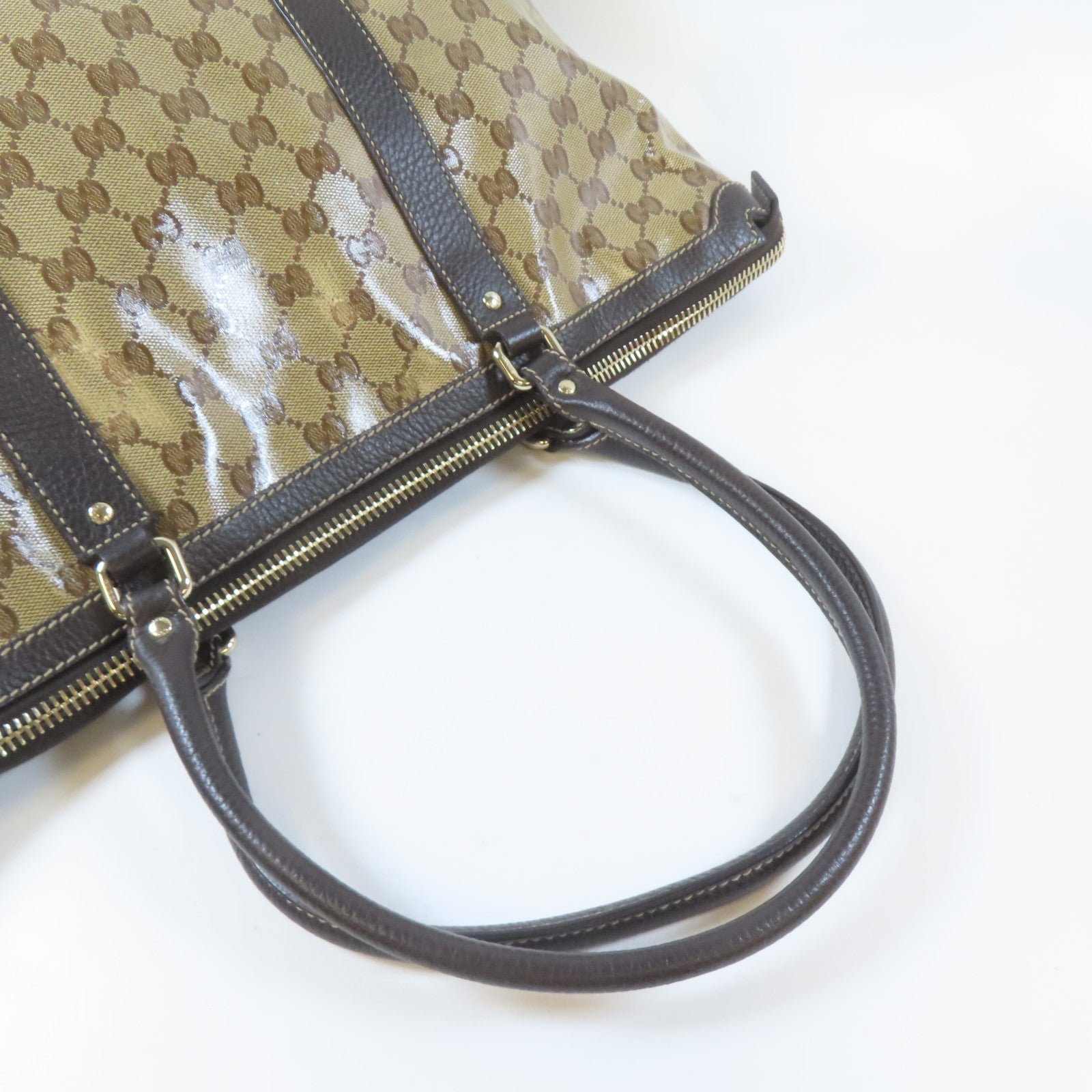 GUCCI 塗層帆布Shoulder Bag金扣肩背袋啡色