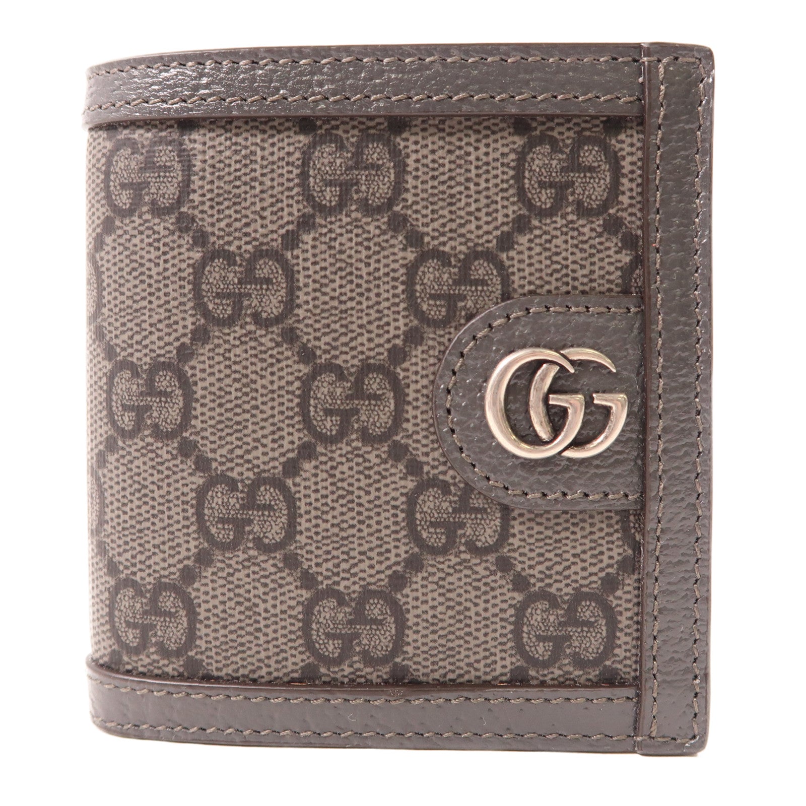 GUCCI 塗層帆布/皮革Ophidia Wallet銀扣錢包灰色