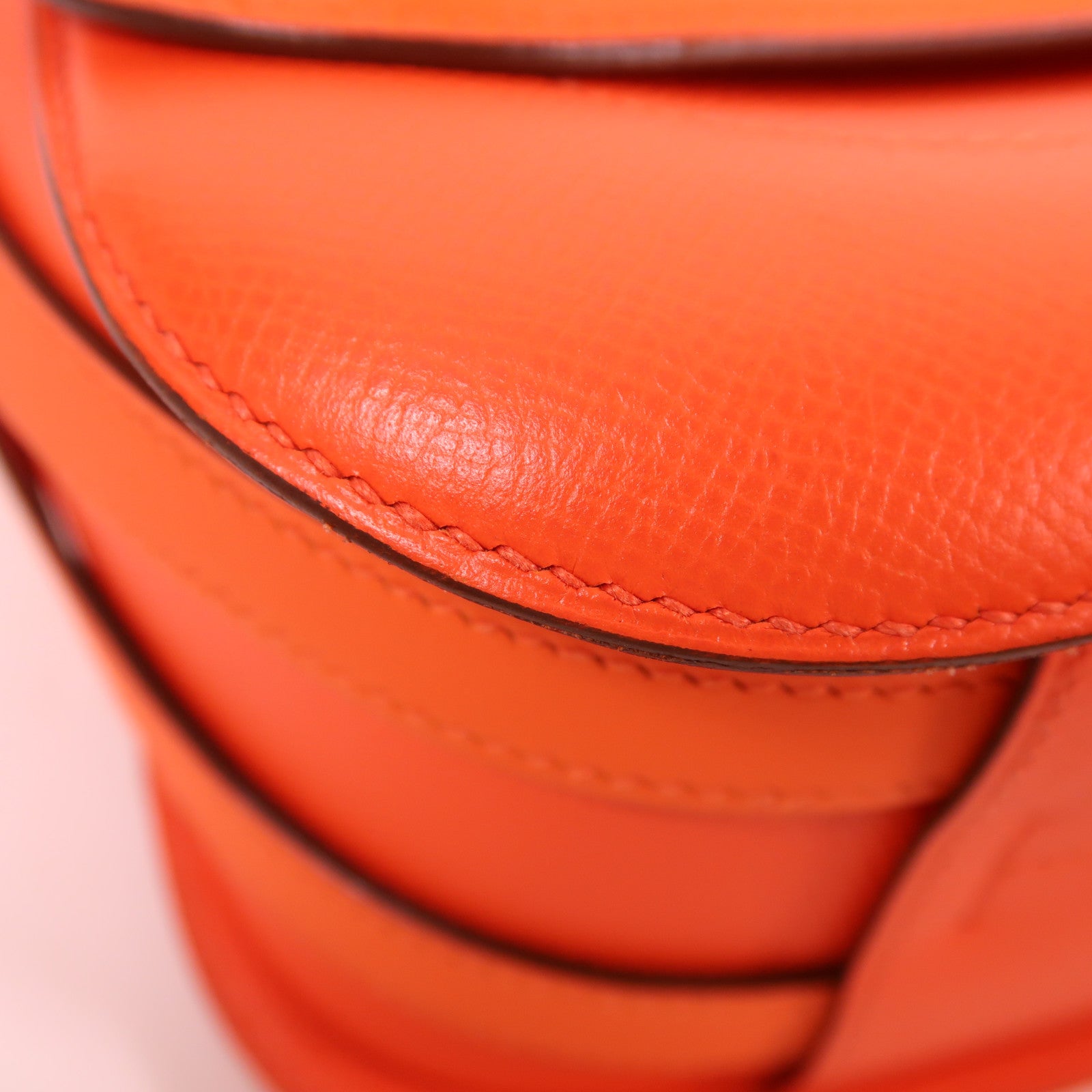 HERMES Epsom皮革Harnais Bag銀扣肩背袋Orange