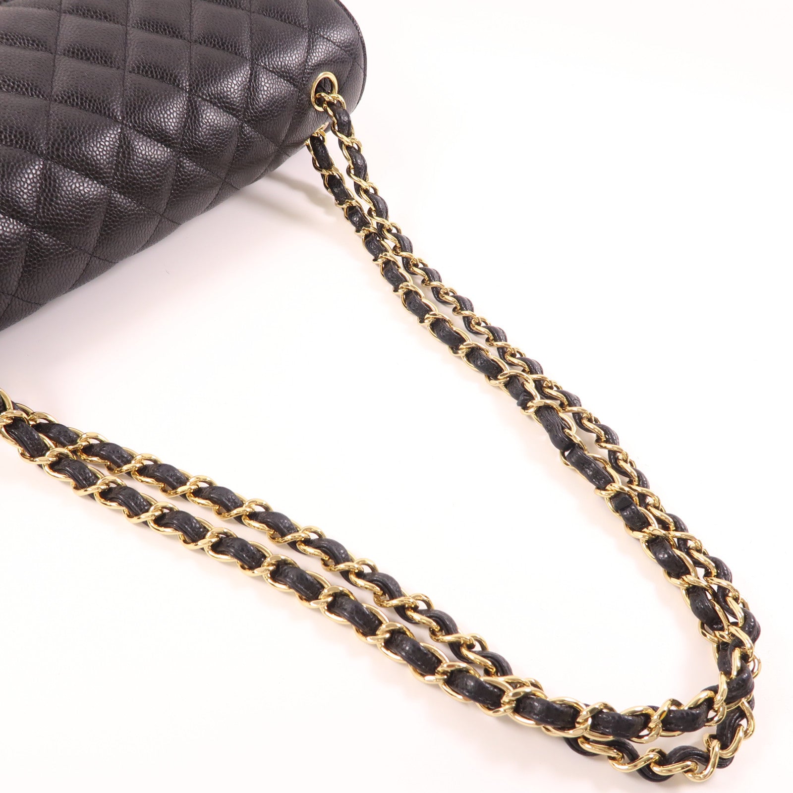 CHANEL 牛皮皮革Large Classic金扣鏈帶肩背袋