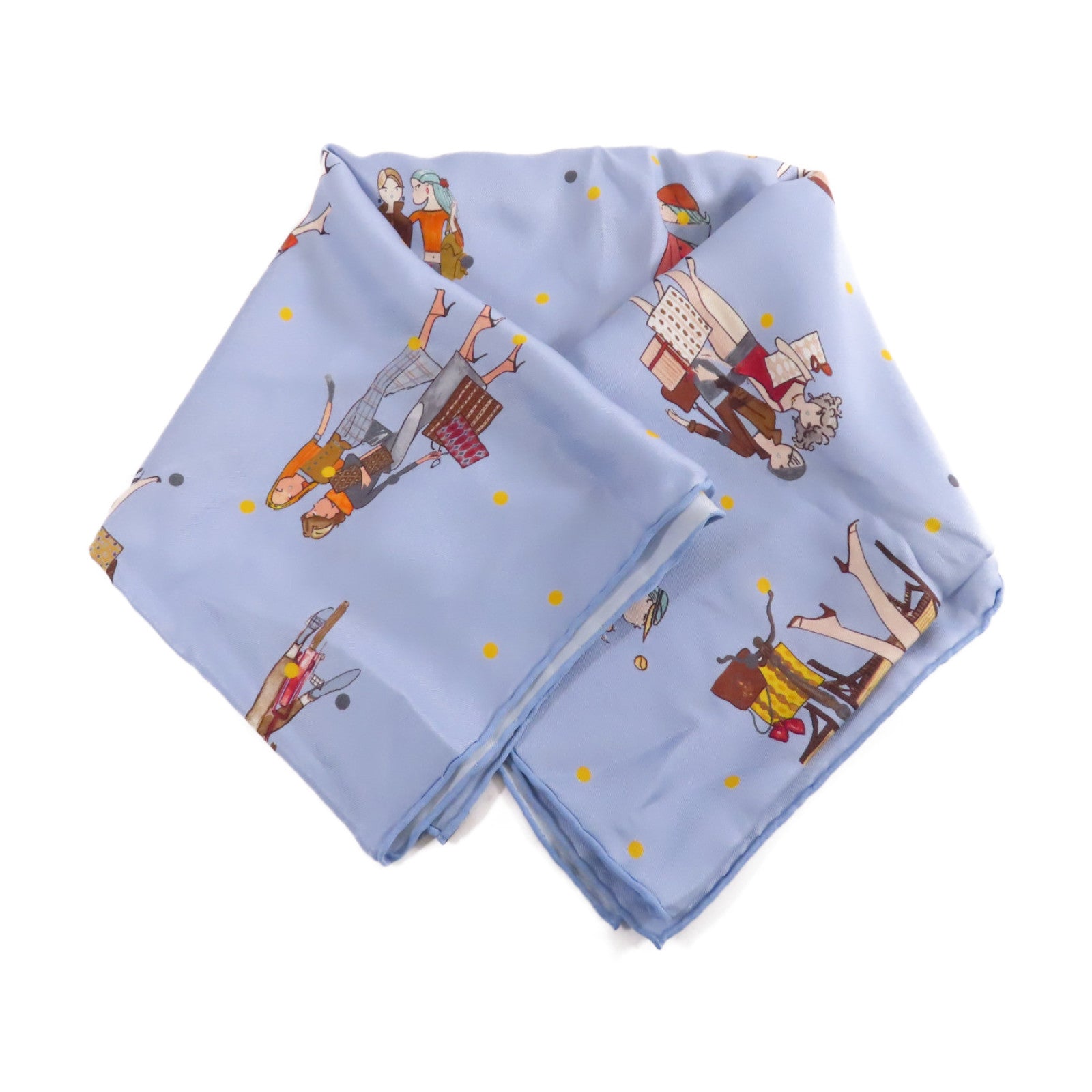 HERMES 【激減優惠】絲質65x65 Scarf絲巾藍色/彩色