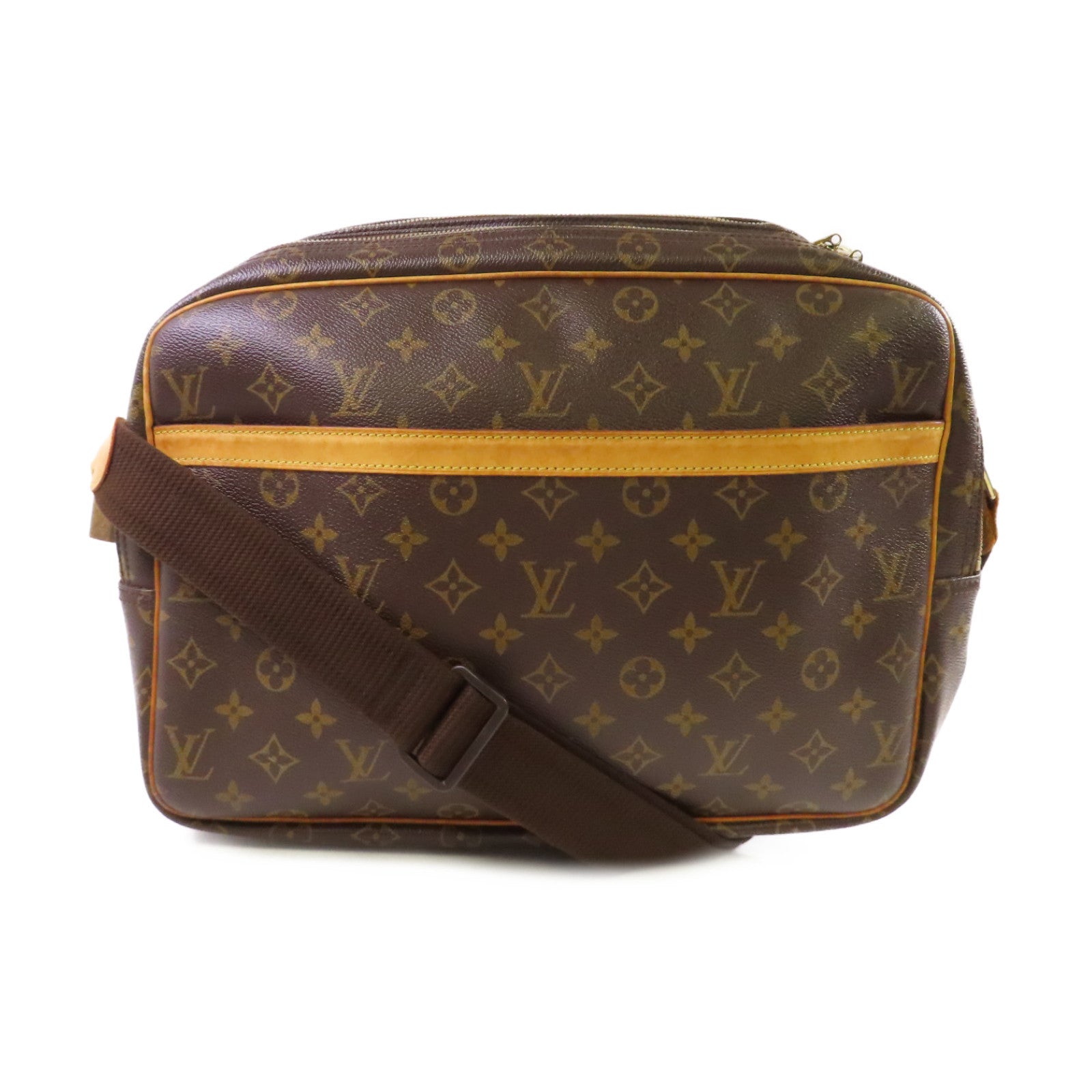 LOUIS VUITTON Monogram Reporter GM Bag金扣肩背袋啡色
