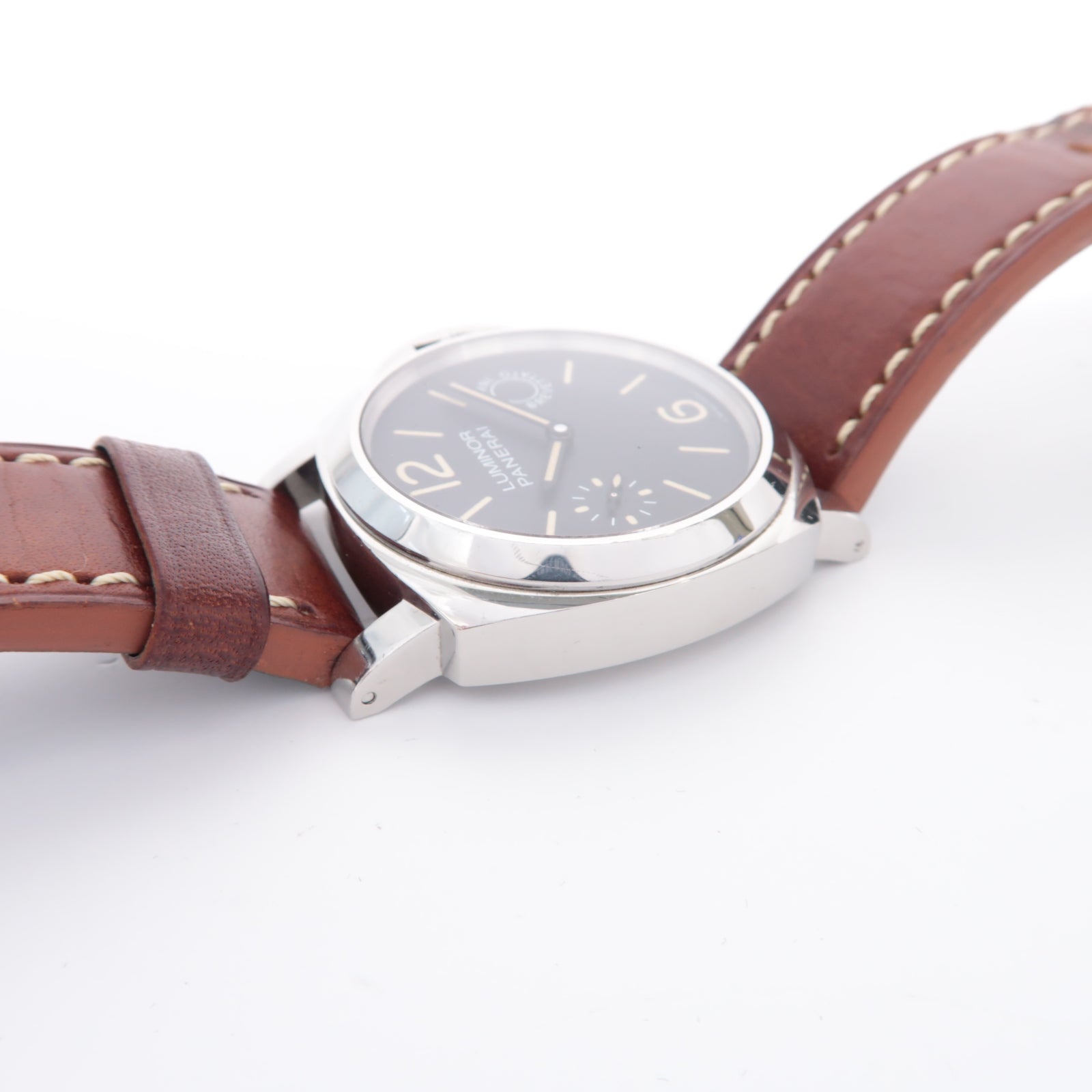 PANERAI 【激減優惠】Luminor Marina不鏽鋼/皮革手錶自動機芯黑色