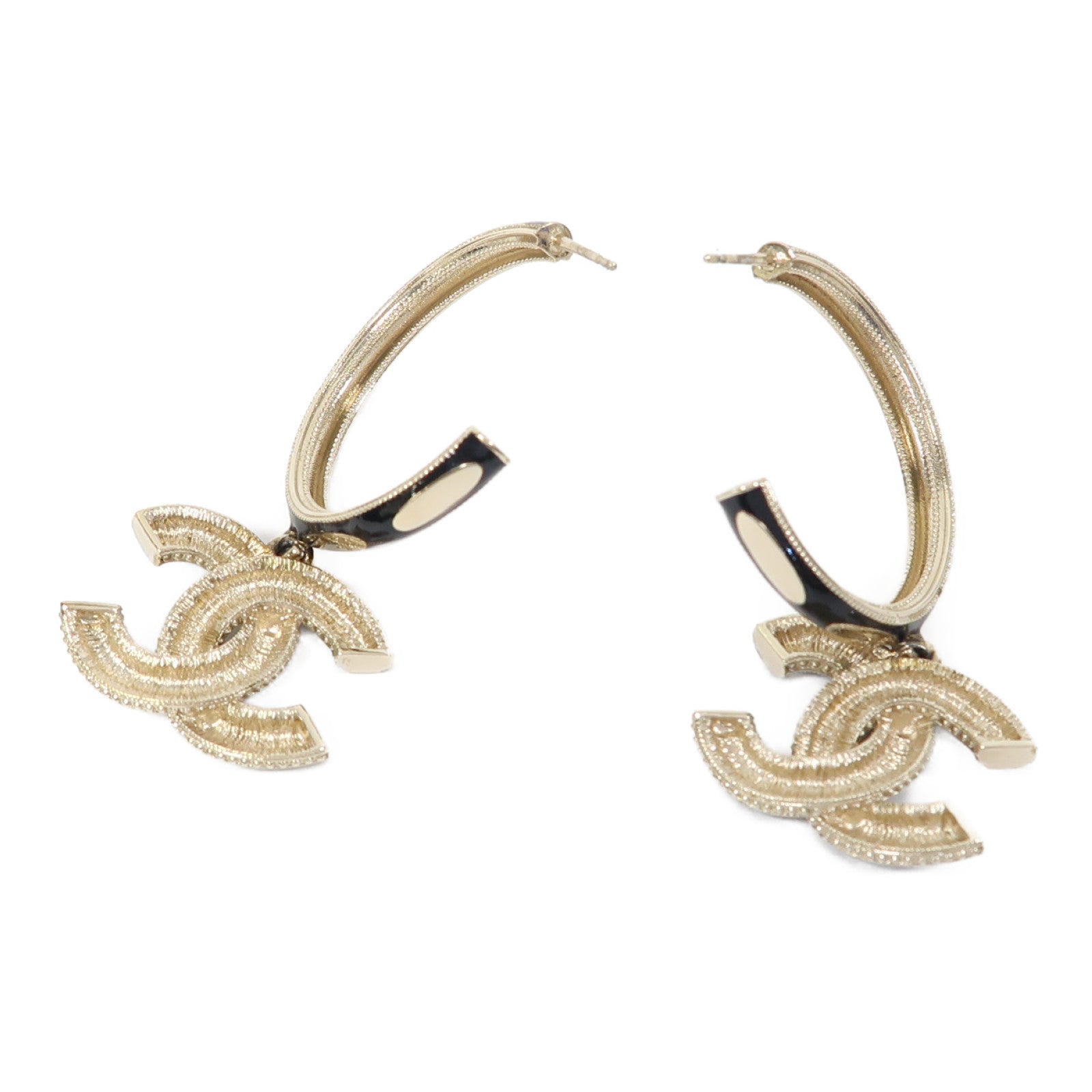 CHANEL 金屬CC Earrings耳環金色/黑色