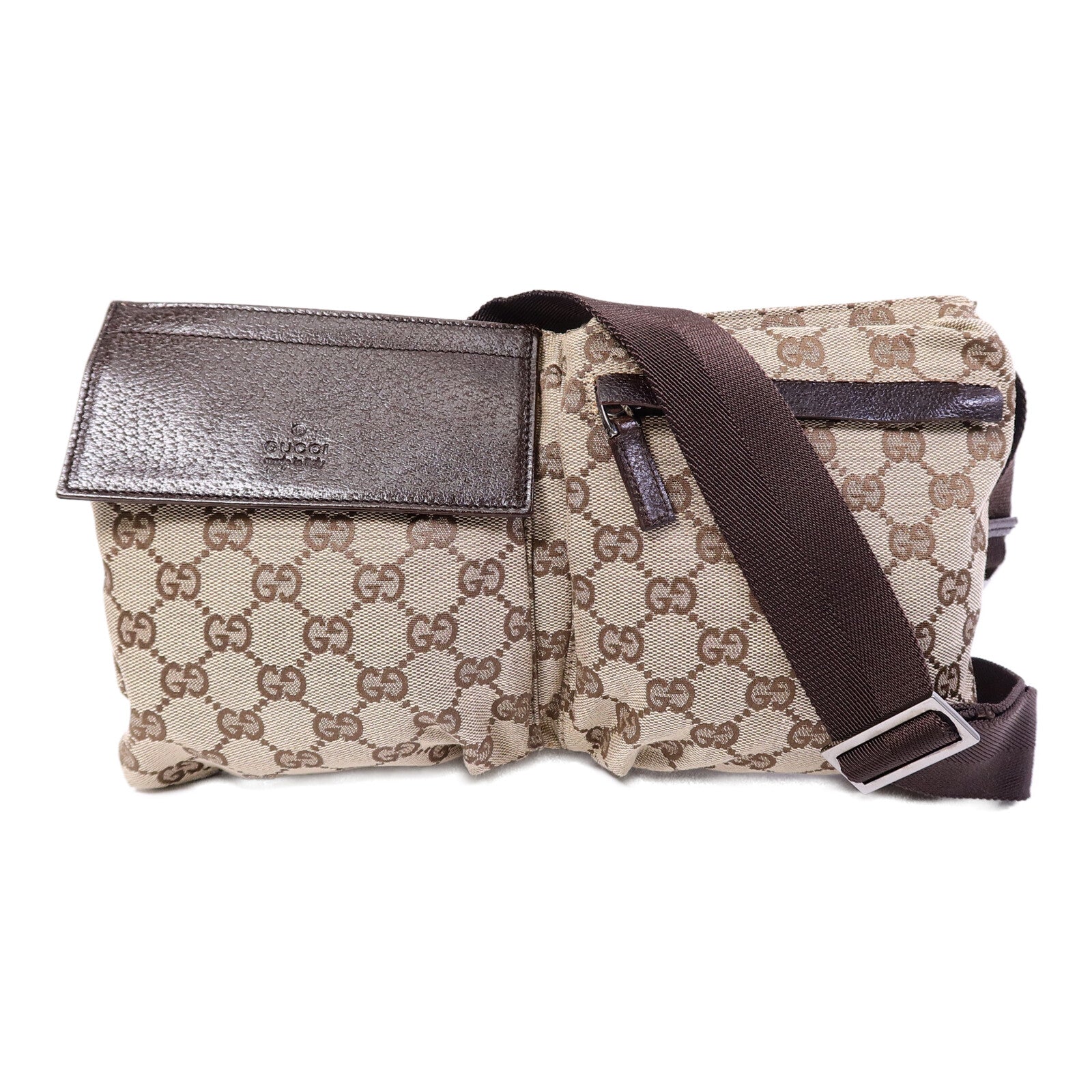 GUCCI 帆布Waist Bag銀扣腰包