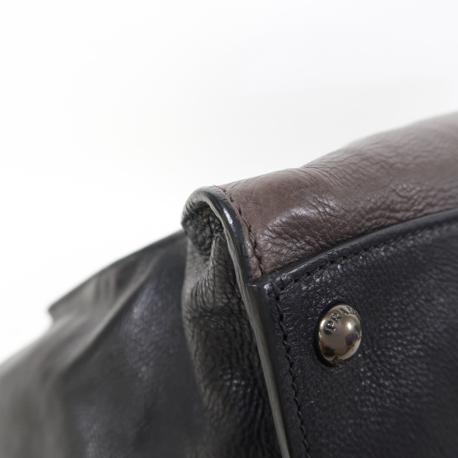 PRADA (PRICE DOWN) SHW 2 Way Shoulder Bag Calfskin Leather Grey/Black