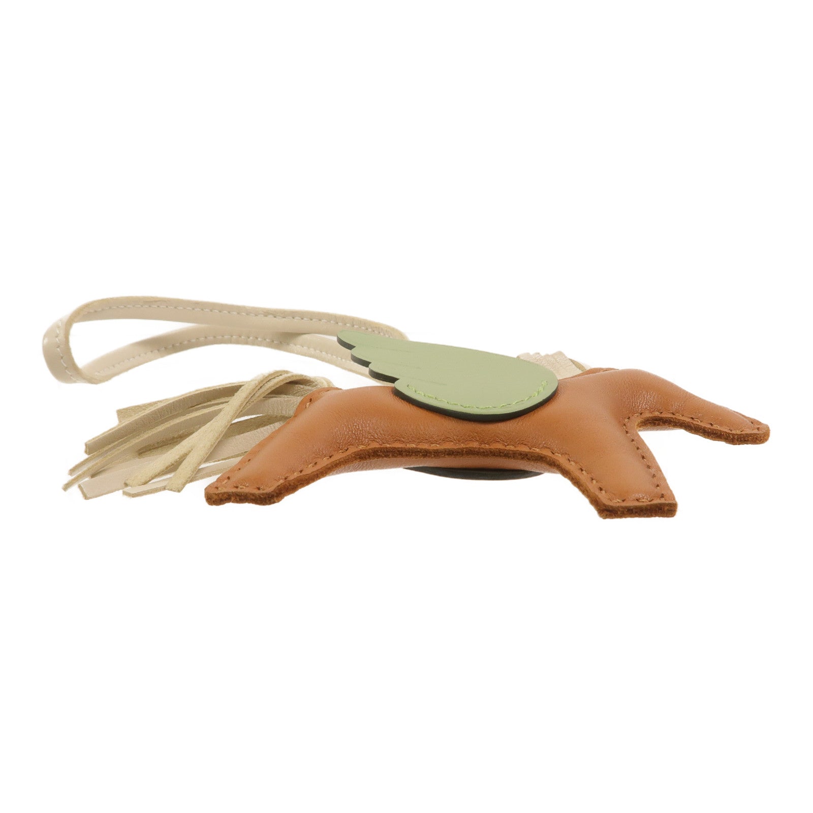 HERMES Milo/Swift皮革Rodeo Pegase PM掛飾Gold/Vert Criquet/Nata