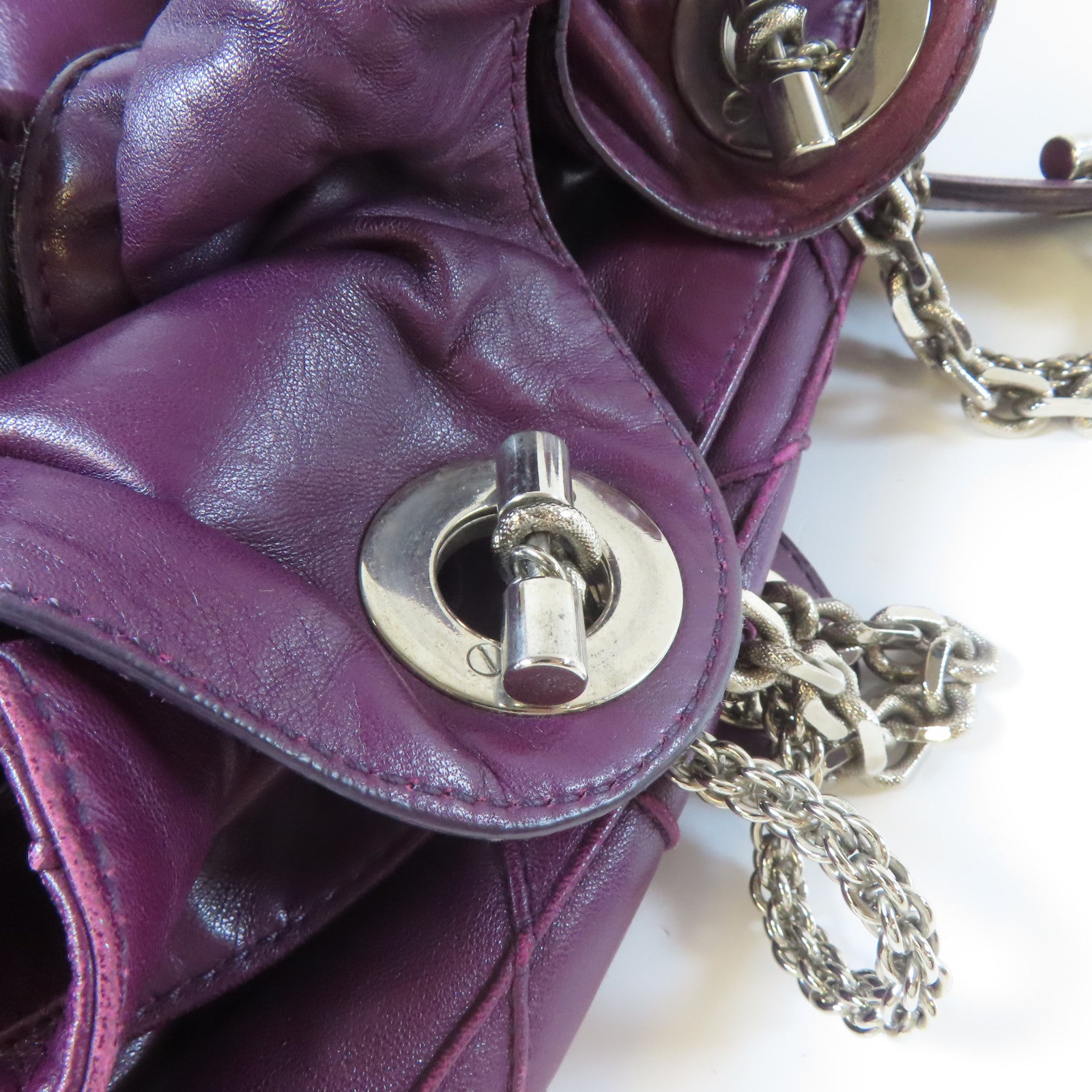 Dior 【激減優惠】牛皮皮革Shoulder Bag銀扣肩背袋紫色