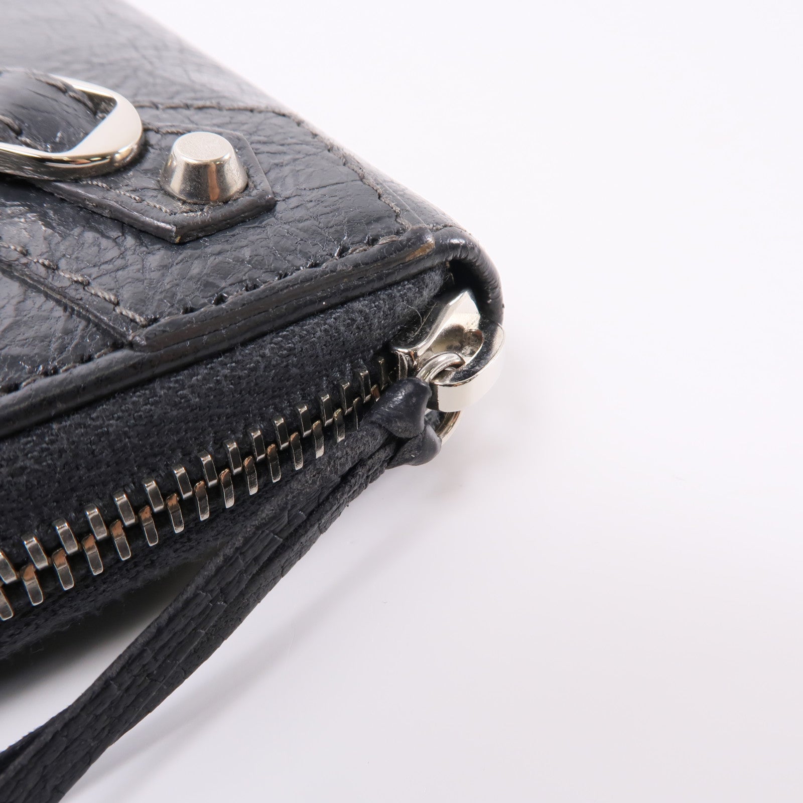 BALENCIAGA 皮革Long Wallet銀扣長錢包灰色