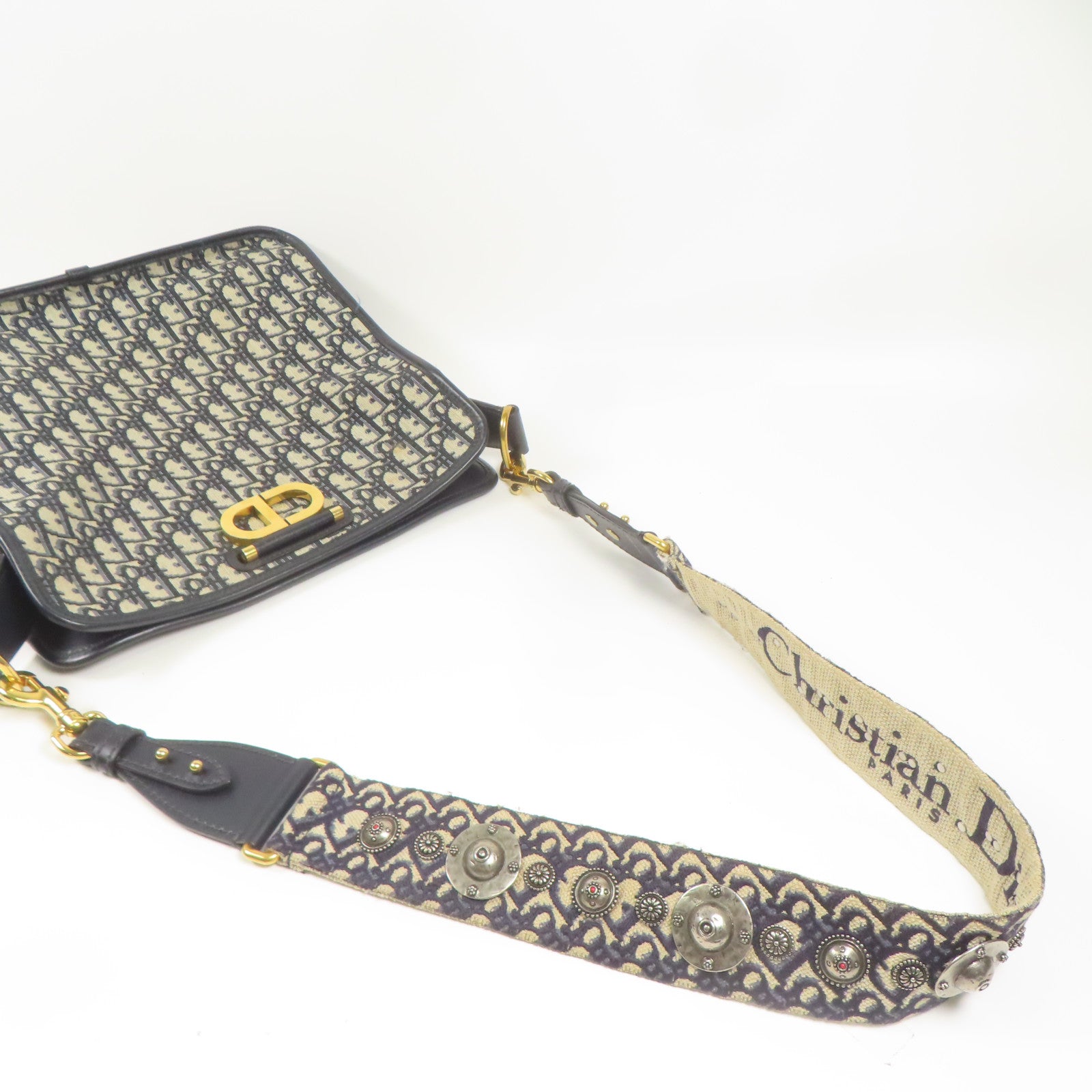 Dior 帆布Shoulder Bag金扣肩背袋
