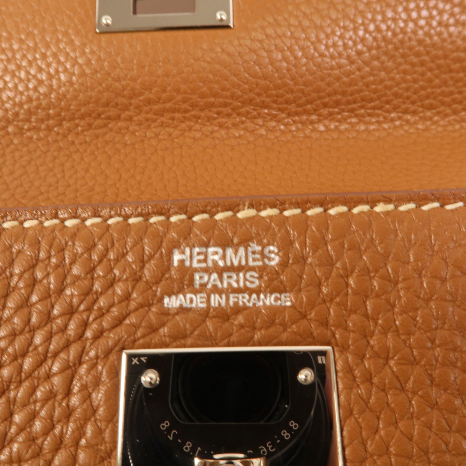HERMES Clemence皮革Kelly 32手挽肩背兩用袋Gold