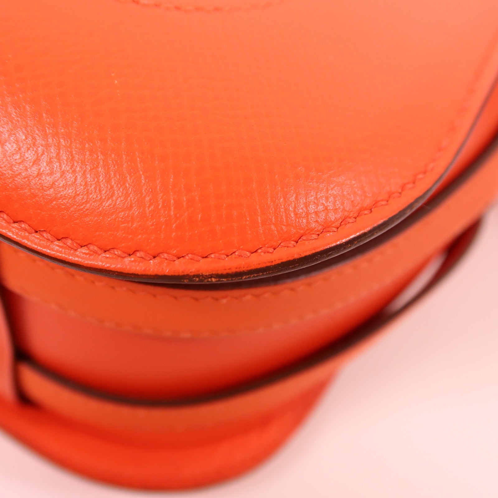 HERMES Epsom皮革Harnais Bag銀扣肩背袋Orange
