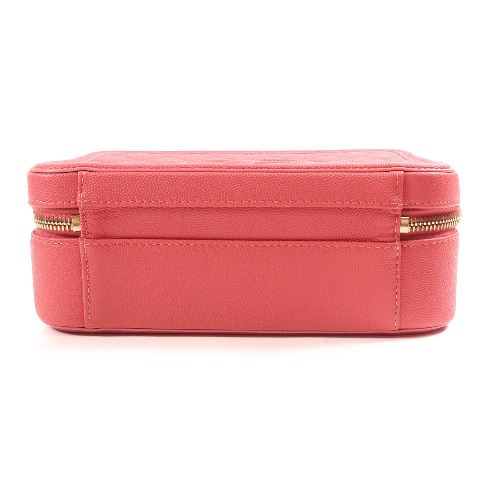 CHANEL 牛皮皮革Vanity Case金扣鏈帶手挽肩背兩用袋