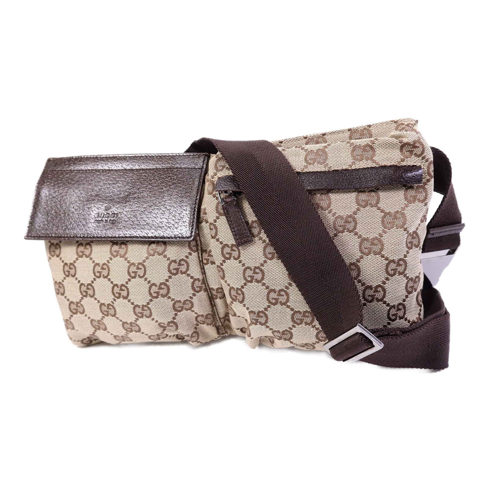 GUCCI 帆布Waist Bag銀扣腰包