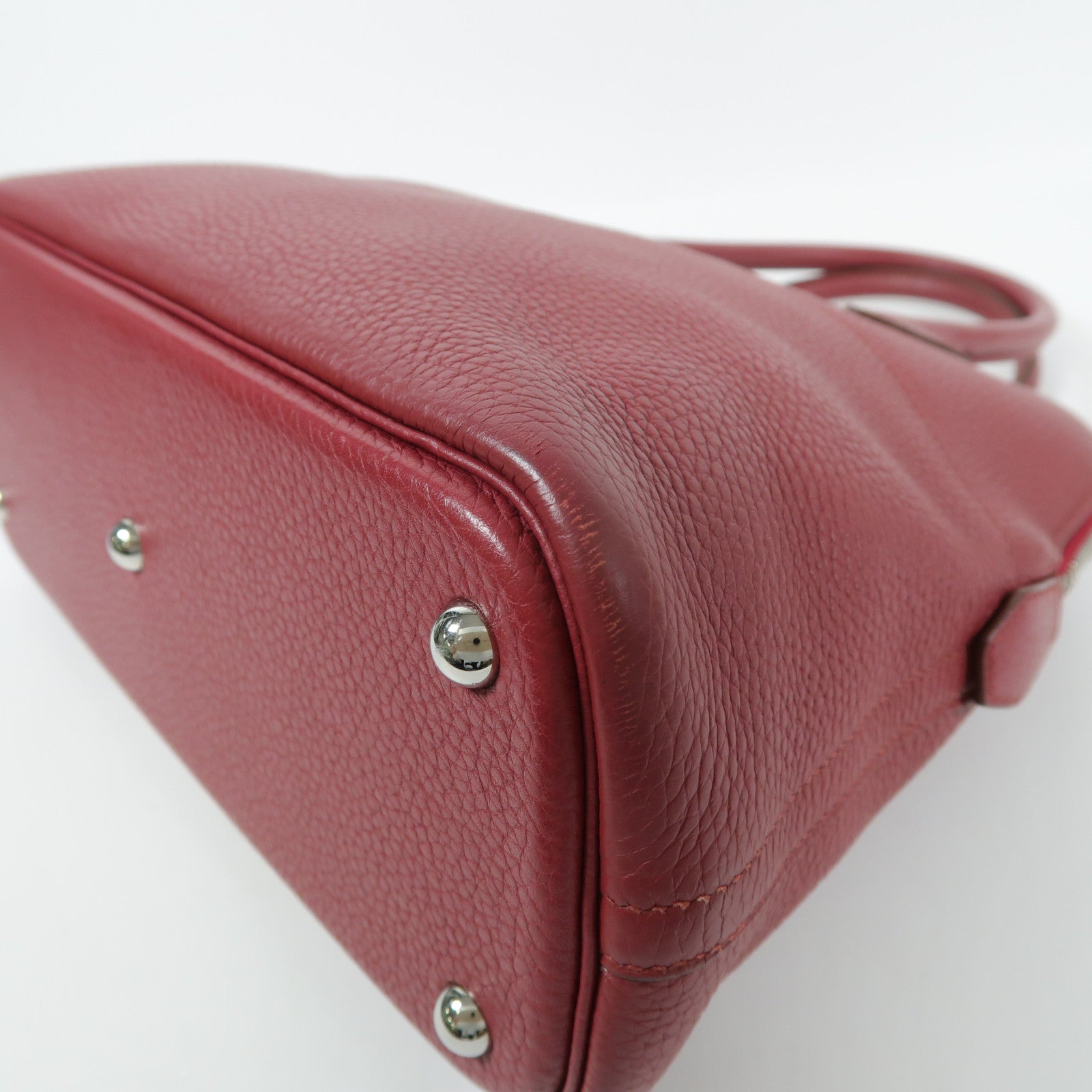 HERMES Clemence皮革Bolide 31銀扣手挽袋Rubis