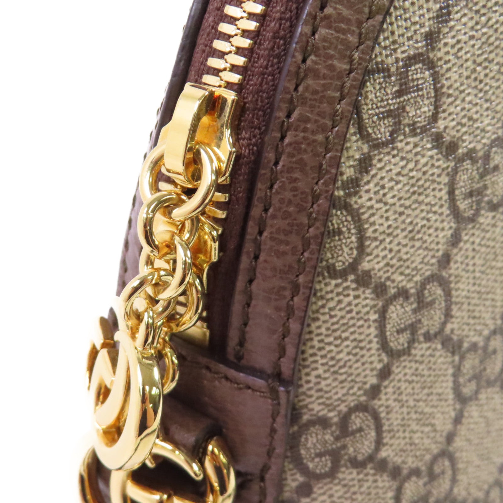 GUCCI 塗層帆布Ophidia Shoulder Bag金扣肩背袋啡色