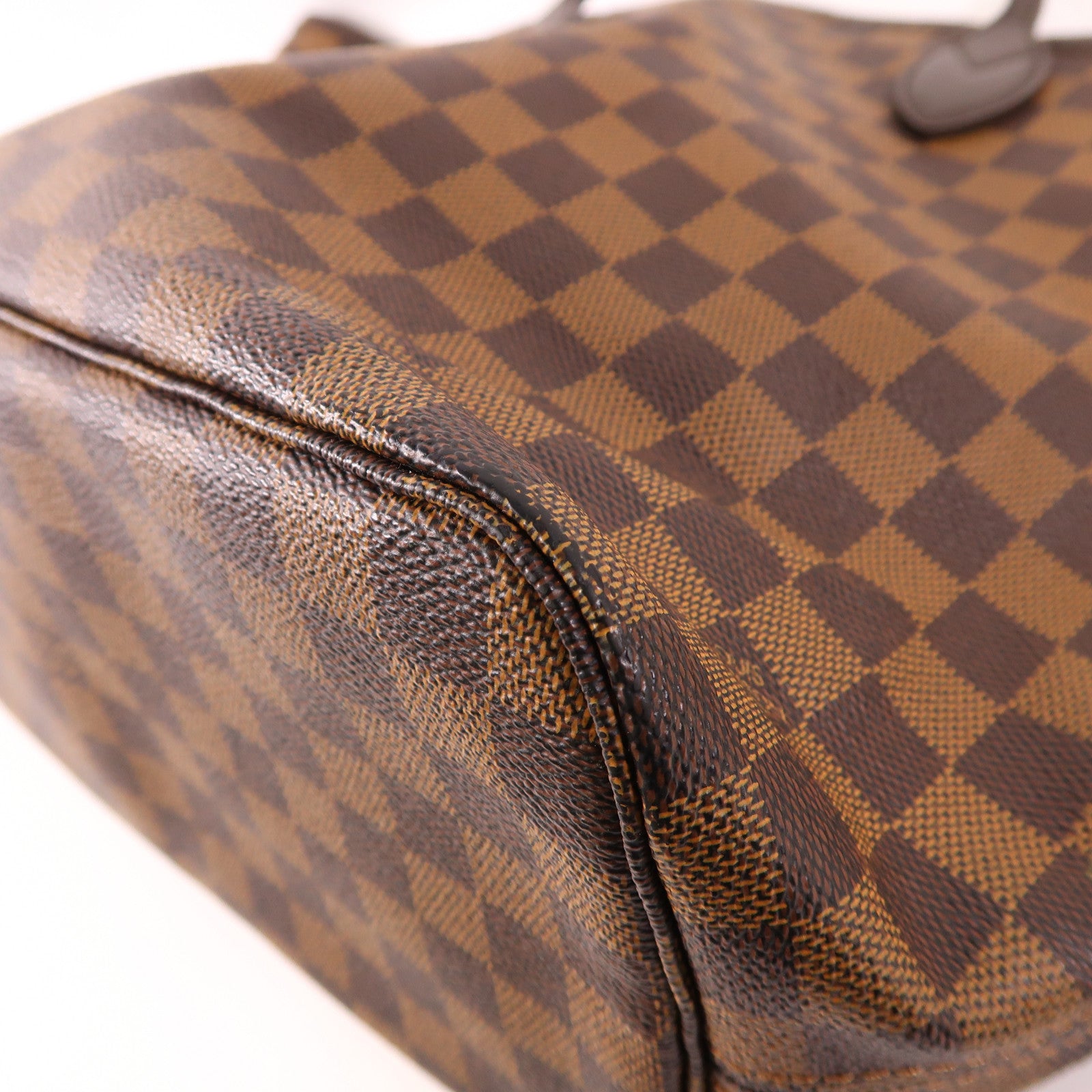 LOUIS VUITTON Damier Neverfull MM金扣手挽袋