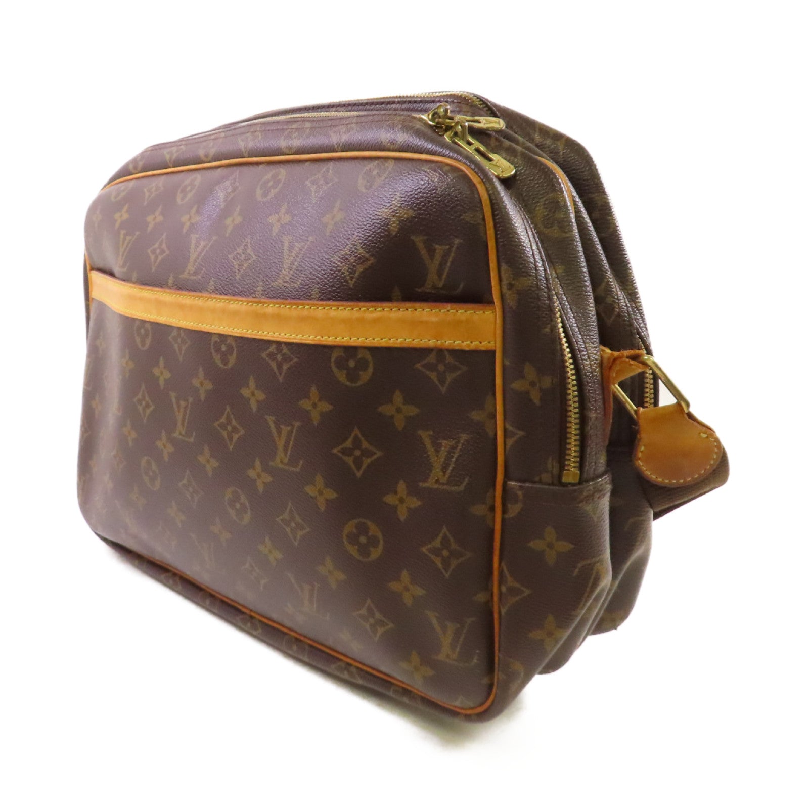 LOUIS VUITTON Monogram Reporter GM Bag金扣肩背袋啡色