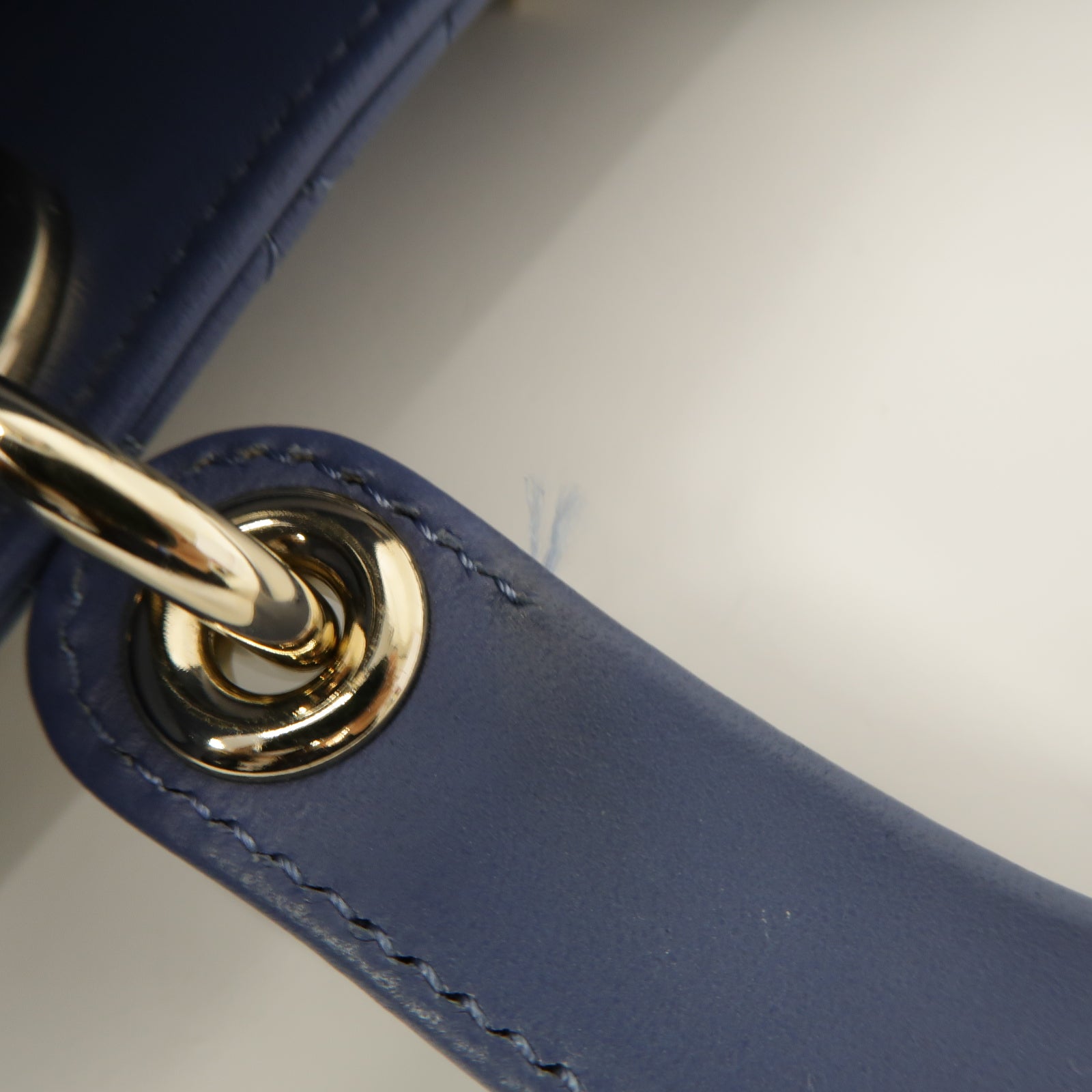 Dior 羊皮皮革Lady Dior Large 2 Way Shoulder Bag金扣手挽肩背兩用袋藍色