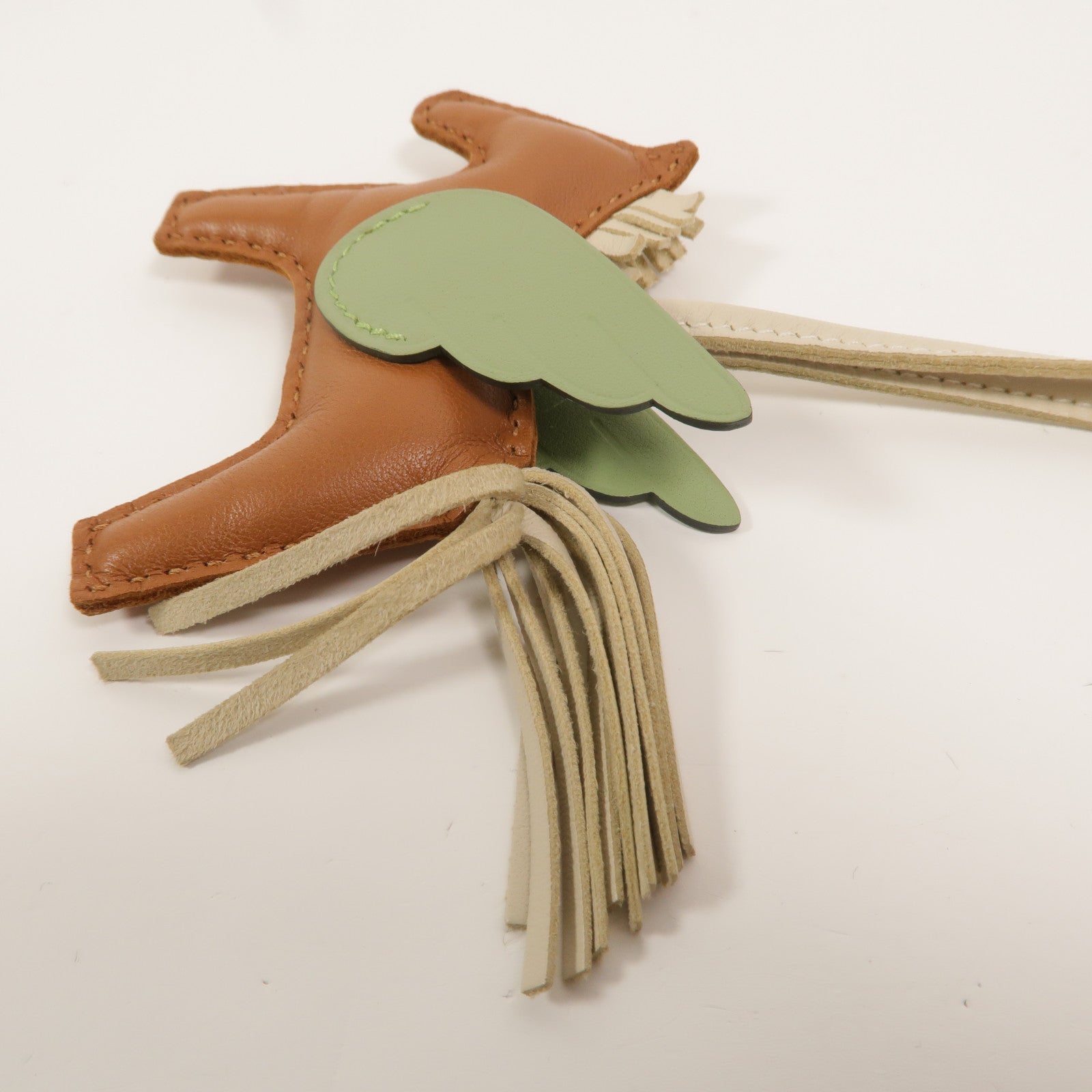 HERMES Milo/Swift皮革Rodeo Pegase PM掛飾Gold/Vert Criquet/Nata