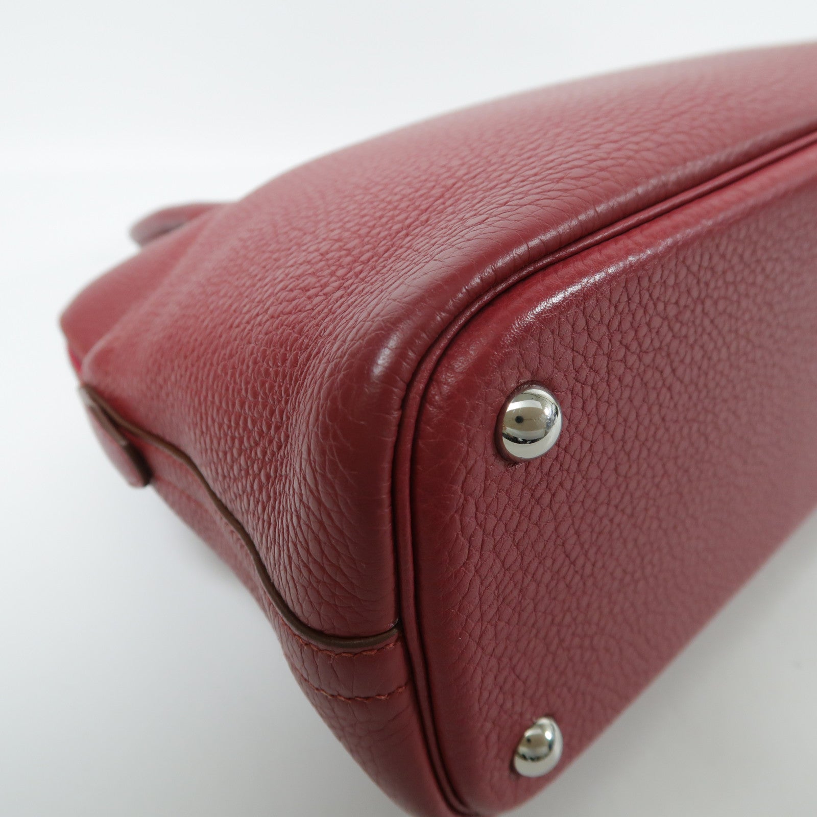 HERMES Clemence皮革Bolide 31銀扣手挽袋Rubis