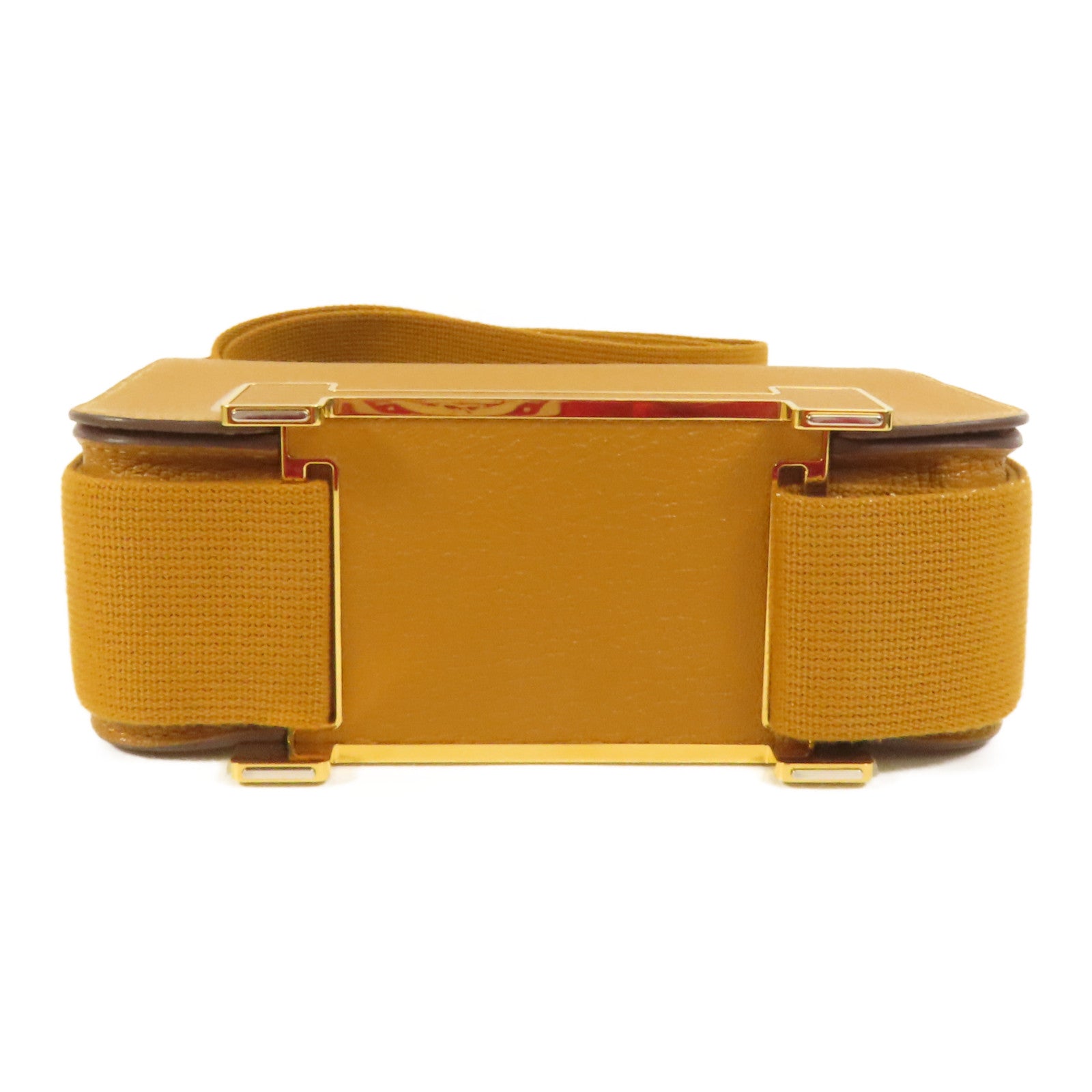 HERMES Chevre皮革Geta金扣肩背袋Caramel