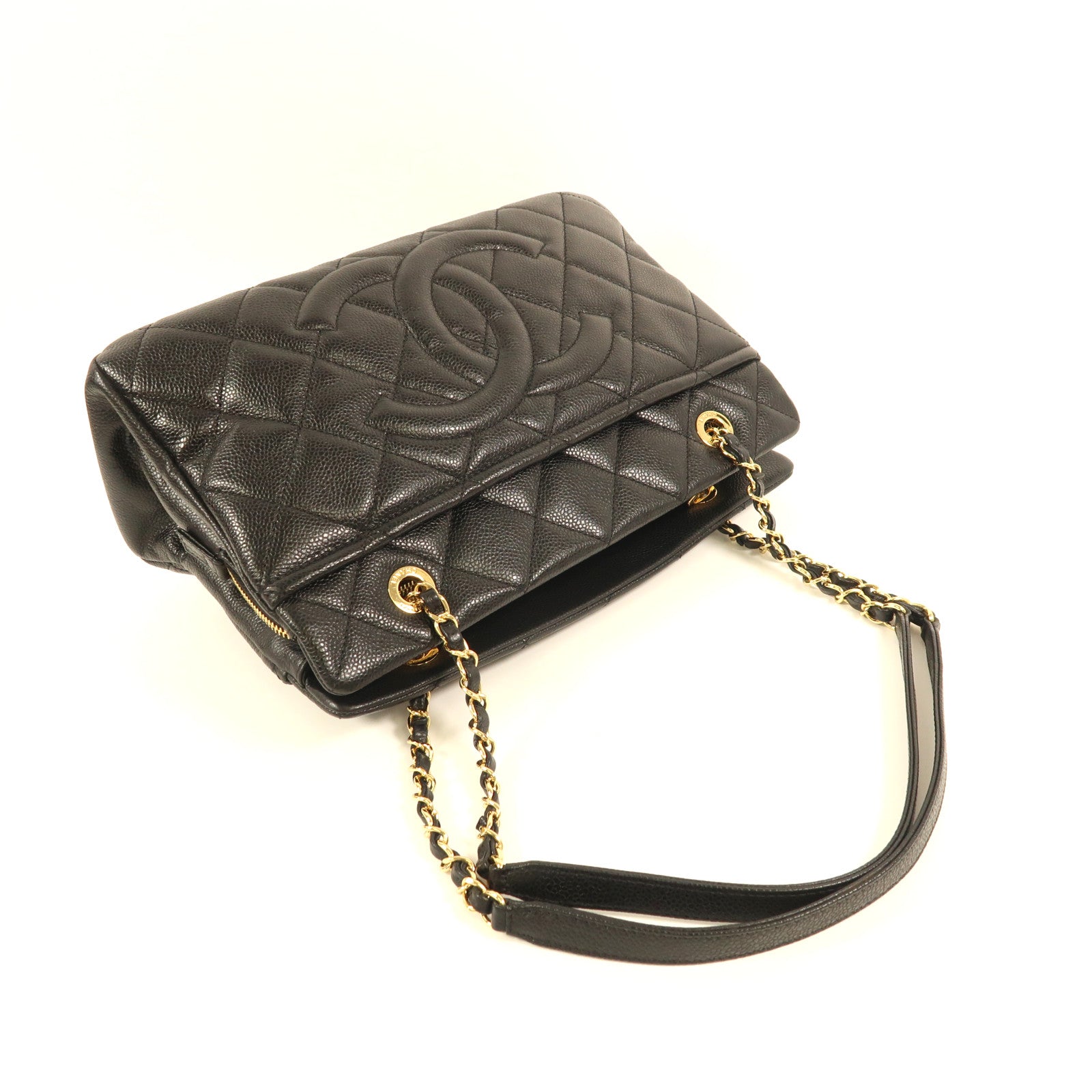 CHANEL 牛皮皮革Chain Shoulder金扣鏈帶肩背袋